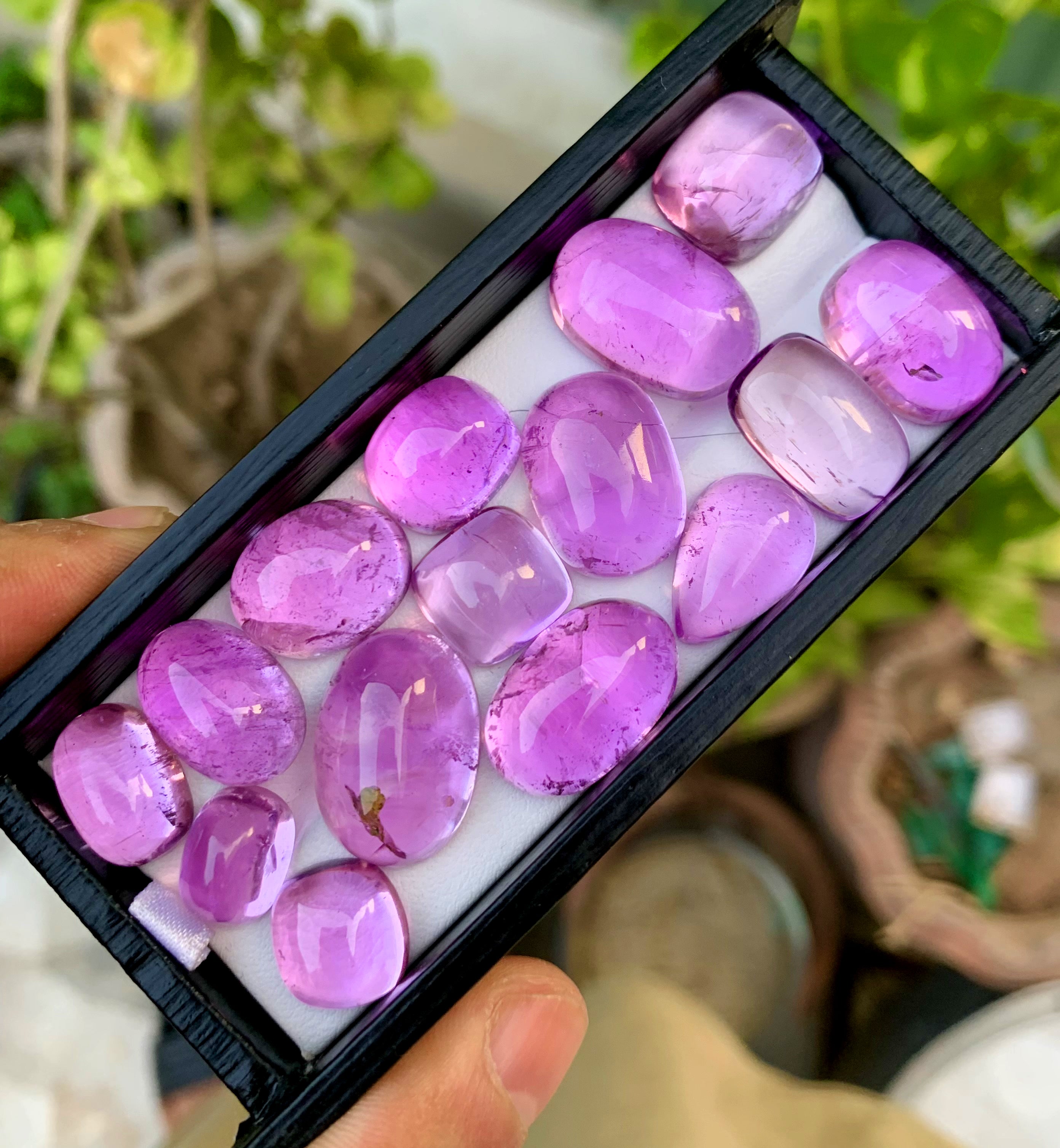 Fuchsia Pink Kunzite Cabochons, Kunzite Necklace, Kunzite Parcel, Kunzite Jewellry, Jewellry Making, Kunzite From Afghanistan - 230.50 Carat