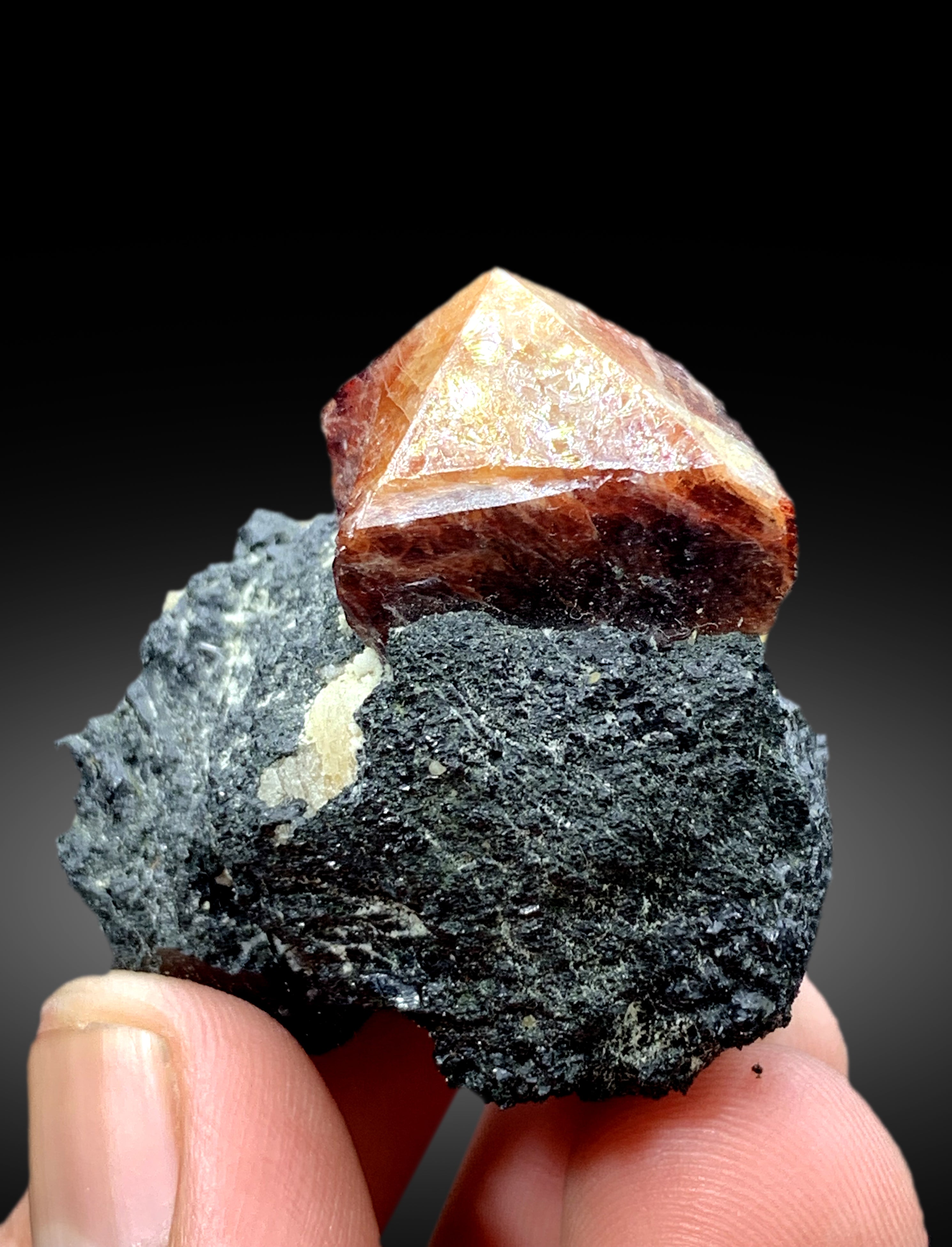 Natural Red Color Zircon Crystal on Matrix from Skardu Pakistan - 73 gram