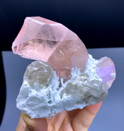 Pink Morganite with Kunzite on Quartz from Afghanistan - 220 grams