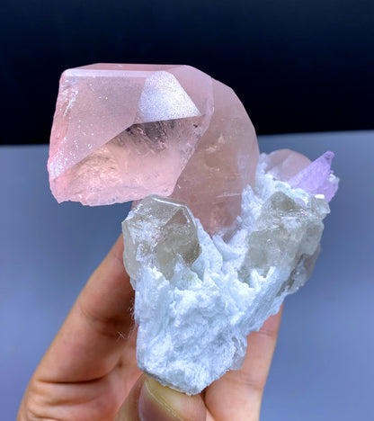 Pink Morganite with Kunzite on Quartz from Afghanistan - 220 grams