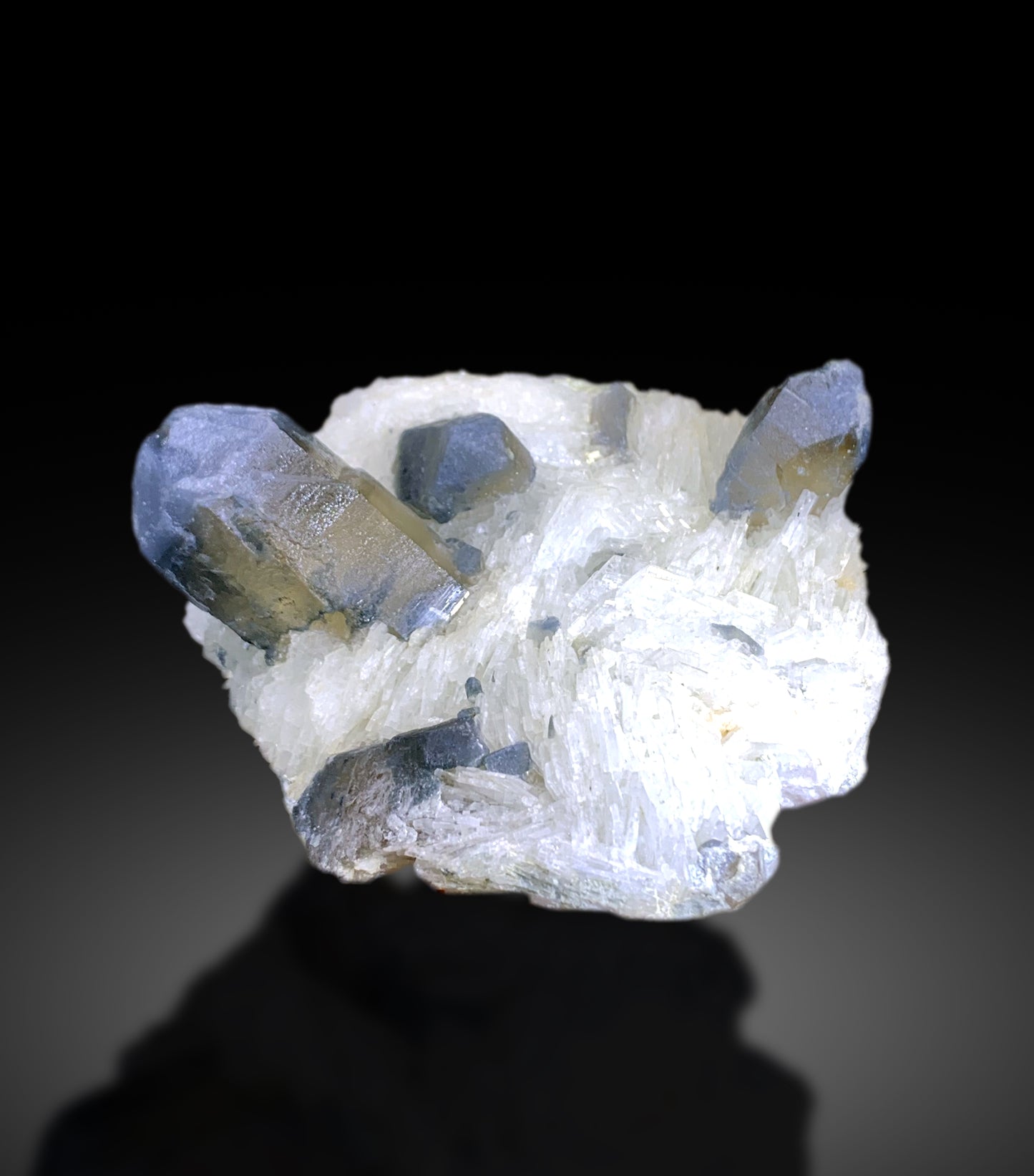 Blue Quartz Crystals on Cleavelandite Albite from Afghanistan - 328 gram