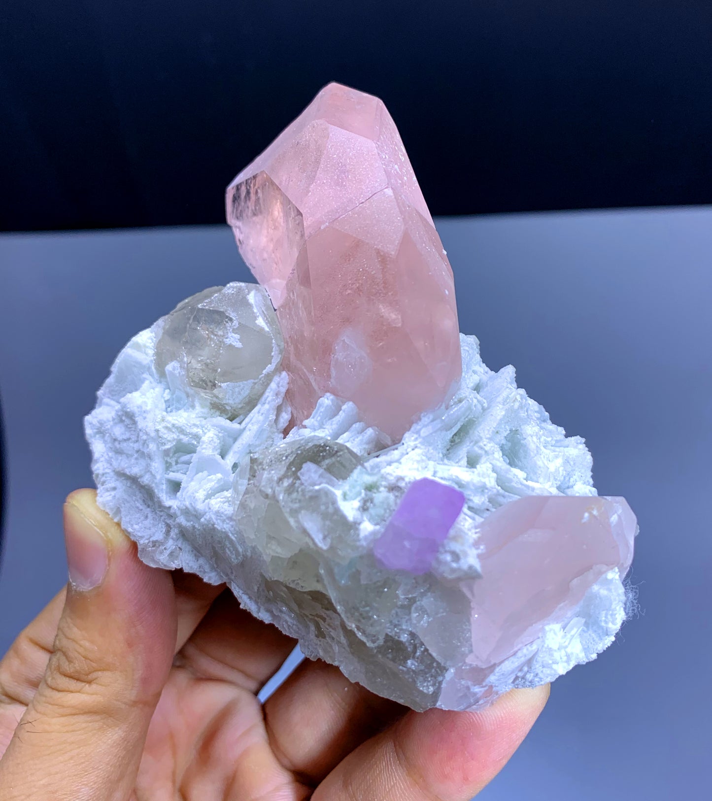 Pink Morganite with Kunzite on Quartz from Afghanistan - 220 grams