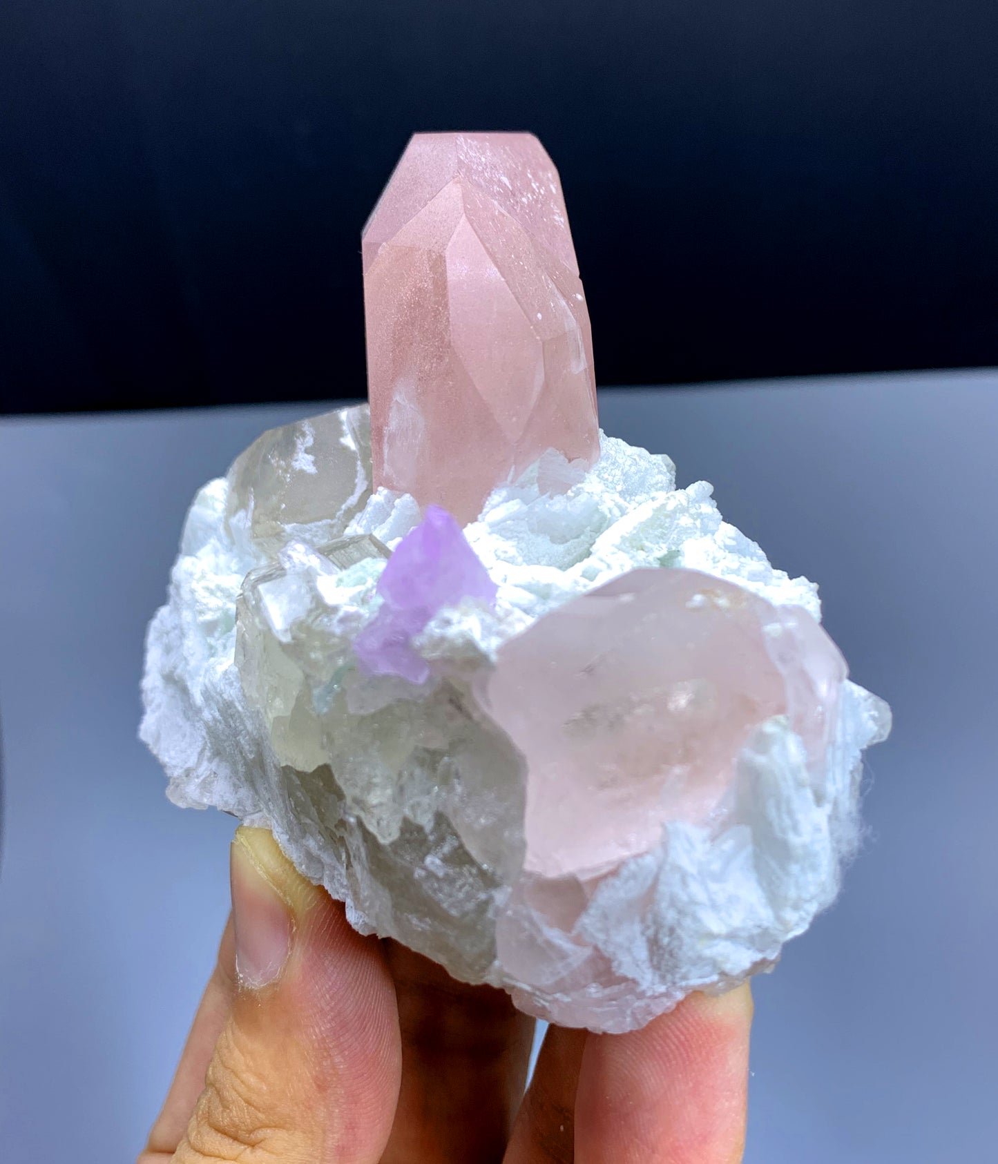 Pink Morganite with Kunzite on Quartz from Afghanistan - 220 grams
