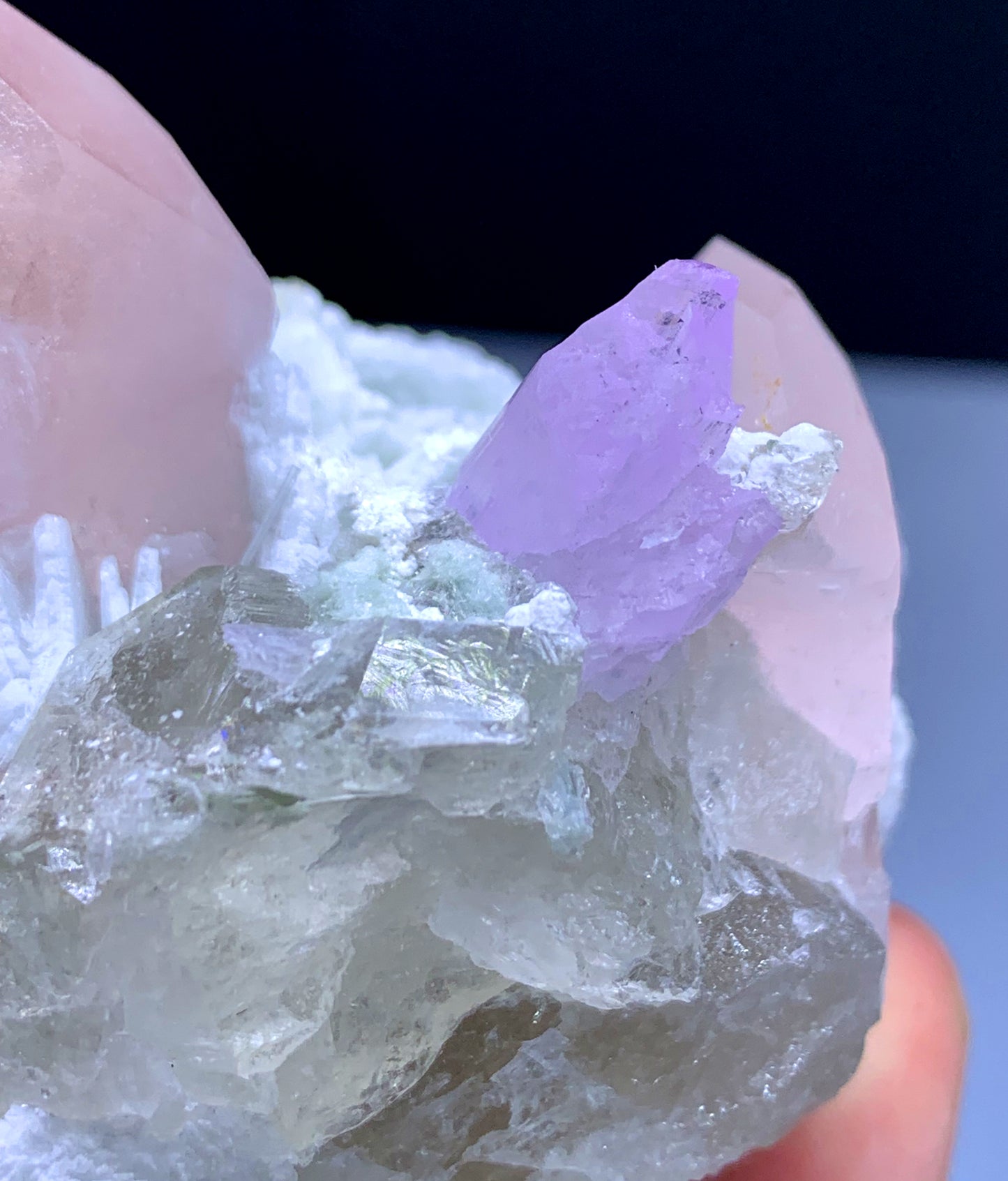 Pink Morganite with Kunzite on Quartz from Afghanistan - 220 grams