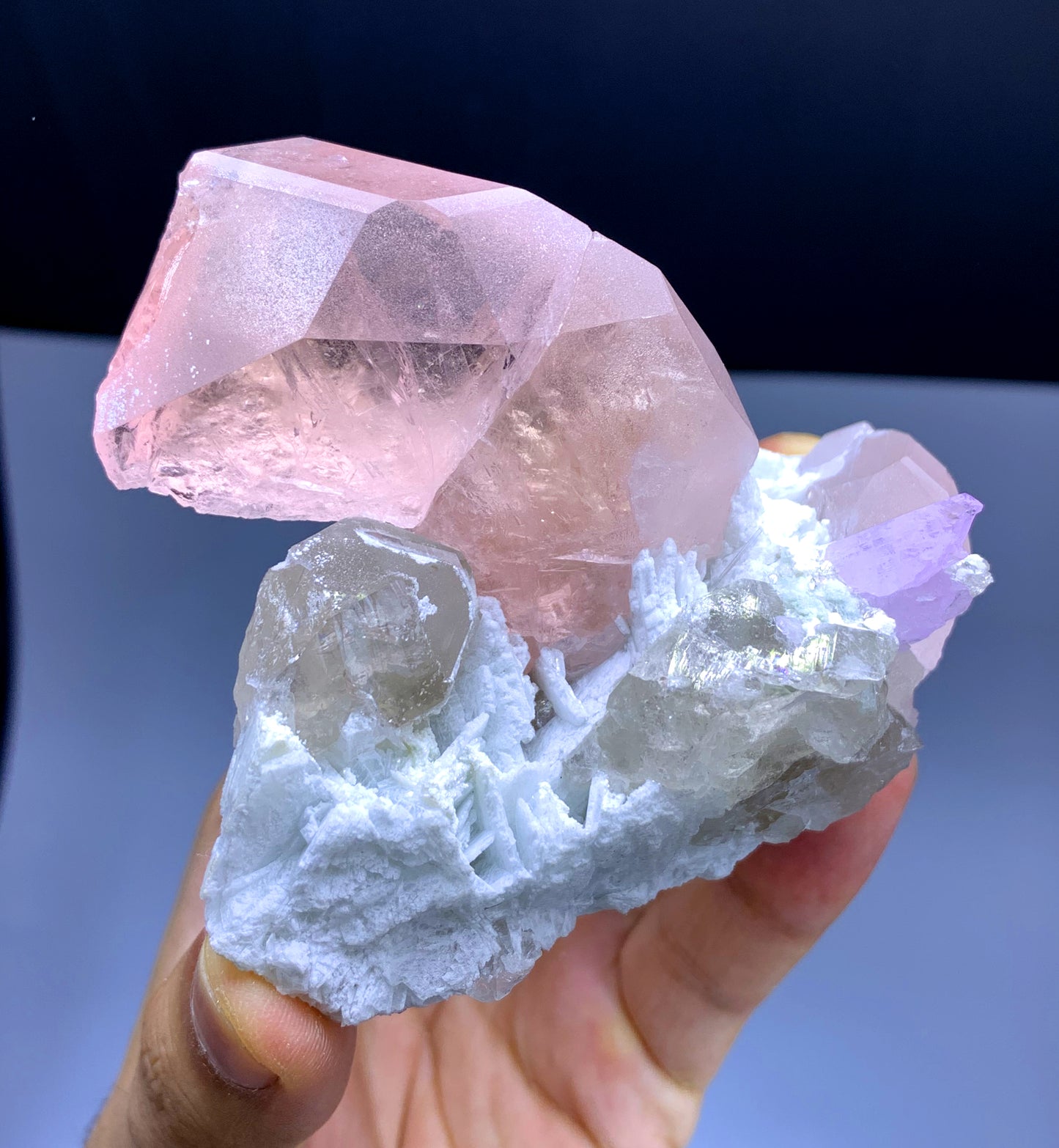 Pink Morganite with Kunzite on Quartz from Afghanistan - 220 grams