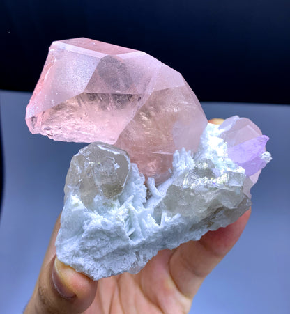 Pink Morganite with Kunzite on Quartz from Afghanistan - 220 grams