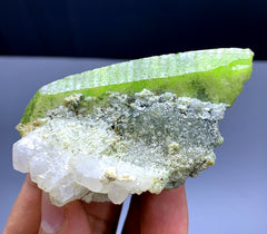 Green Sphene Titanite on Calcite from Skardu Pakistan - 68 gram