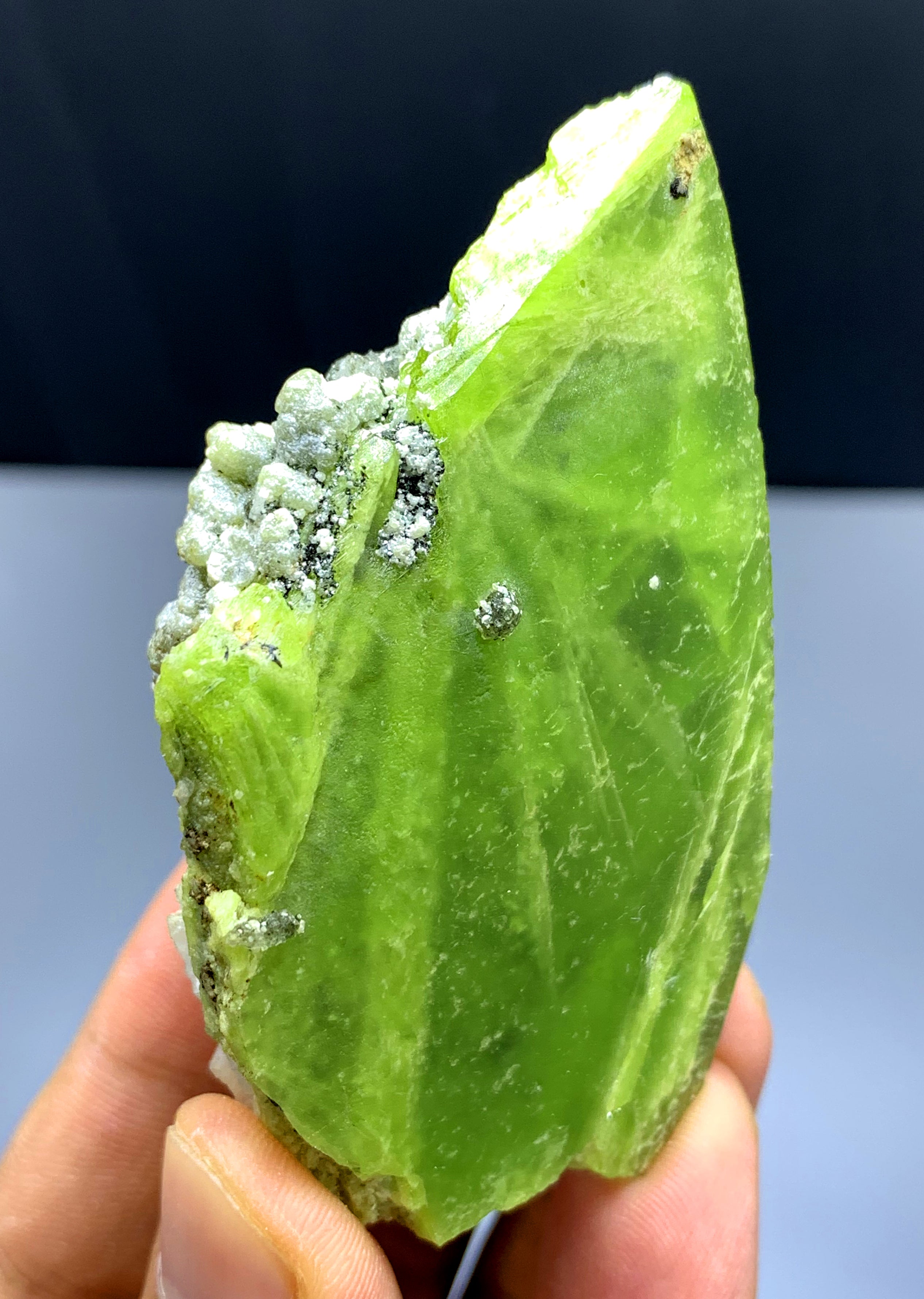 Green Sphene Titanite on Calcite from Skardu Pakistan - 68 gram