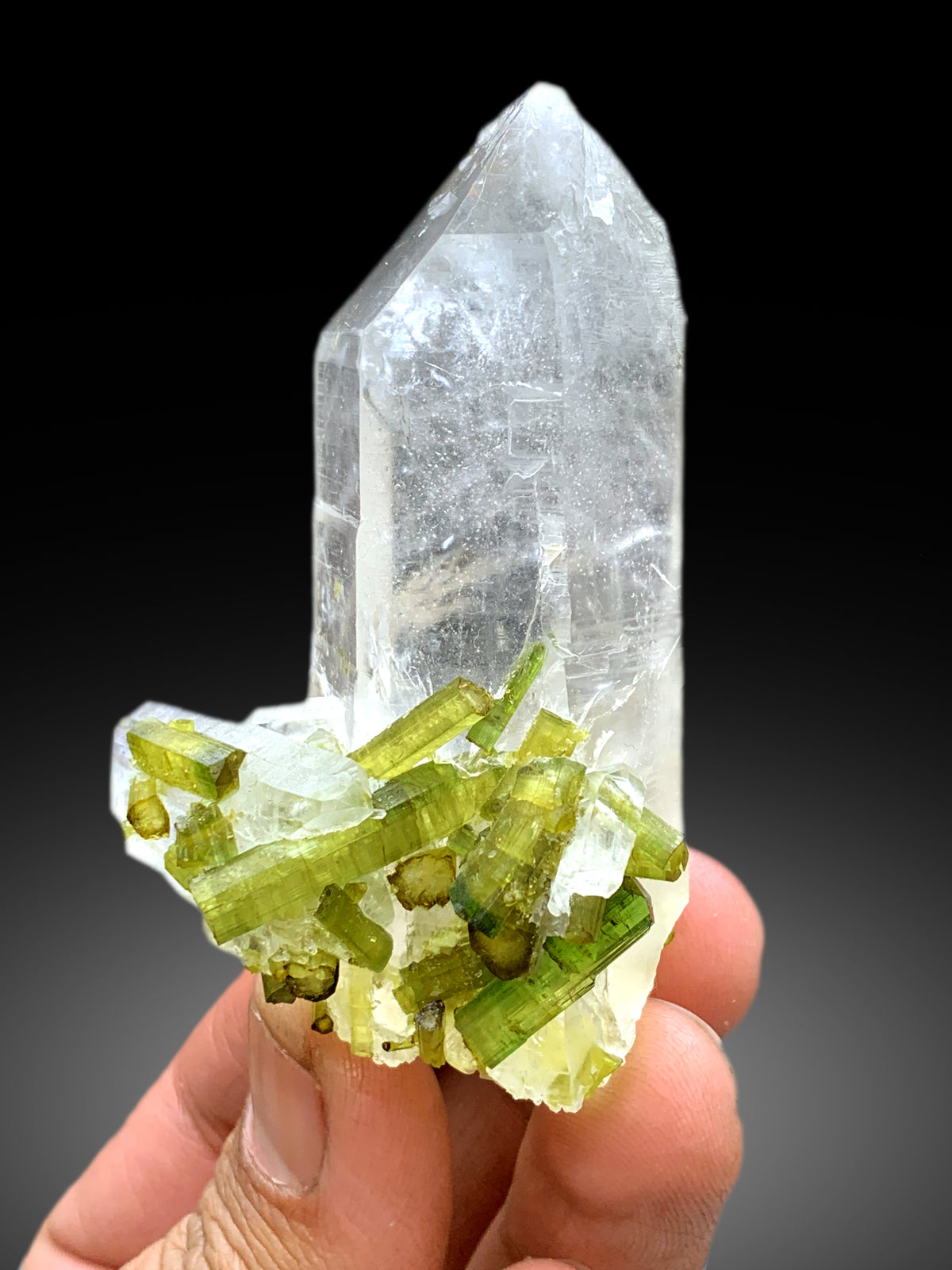 Lush Green Tourmaline Crystals on Quartz from Chapu Mine Skardu, Pakistan - 119 gram