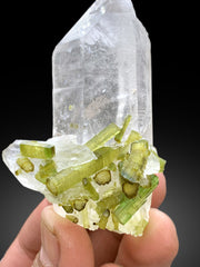 Lush Green Tourmaline Crystals on Quartz from Chapu Mine Skardu, Pakistan - 119 gram