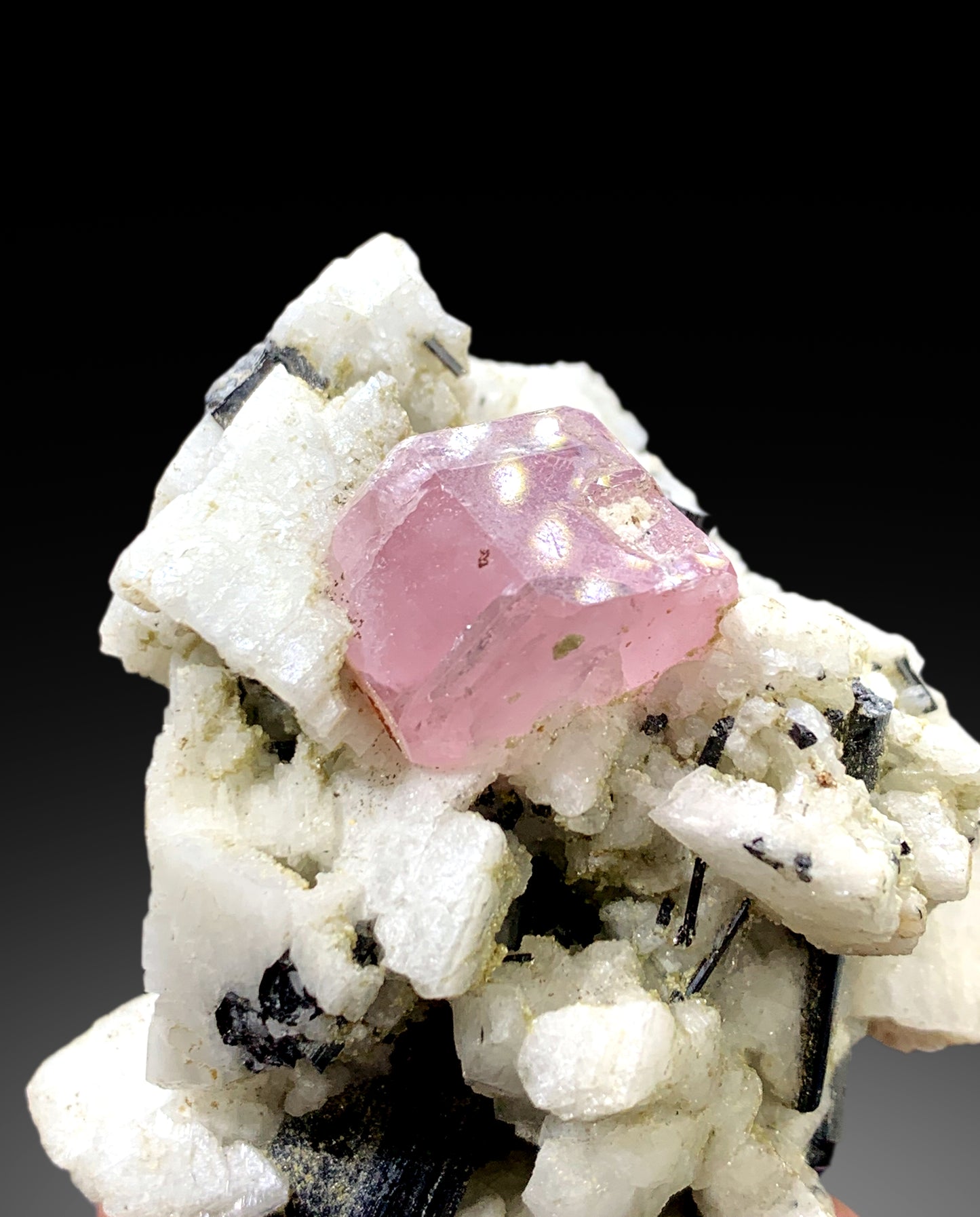 Natural Pink Color Apatite with Black Tourmalines and Feldspar from Skardu Pakistan - 92 gram