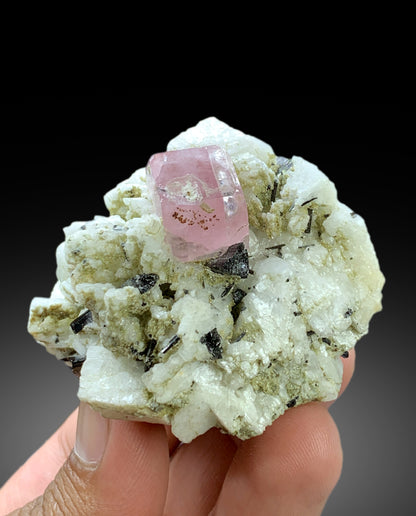 Natural Pink Color Apatite with Black Tourmalines and Feldspar from Skardu Pakistan - 92 gram