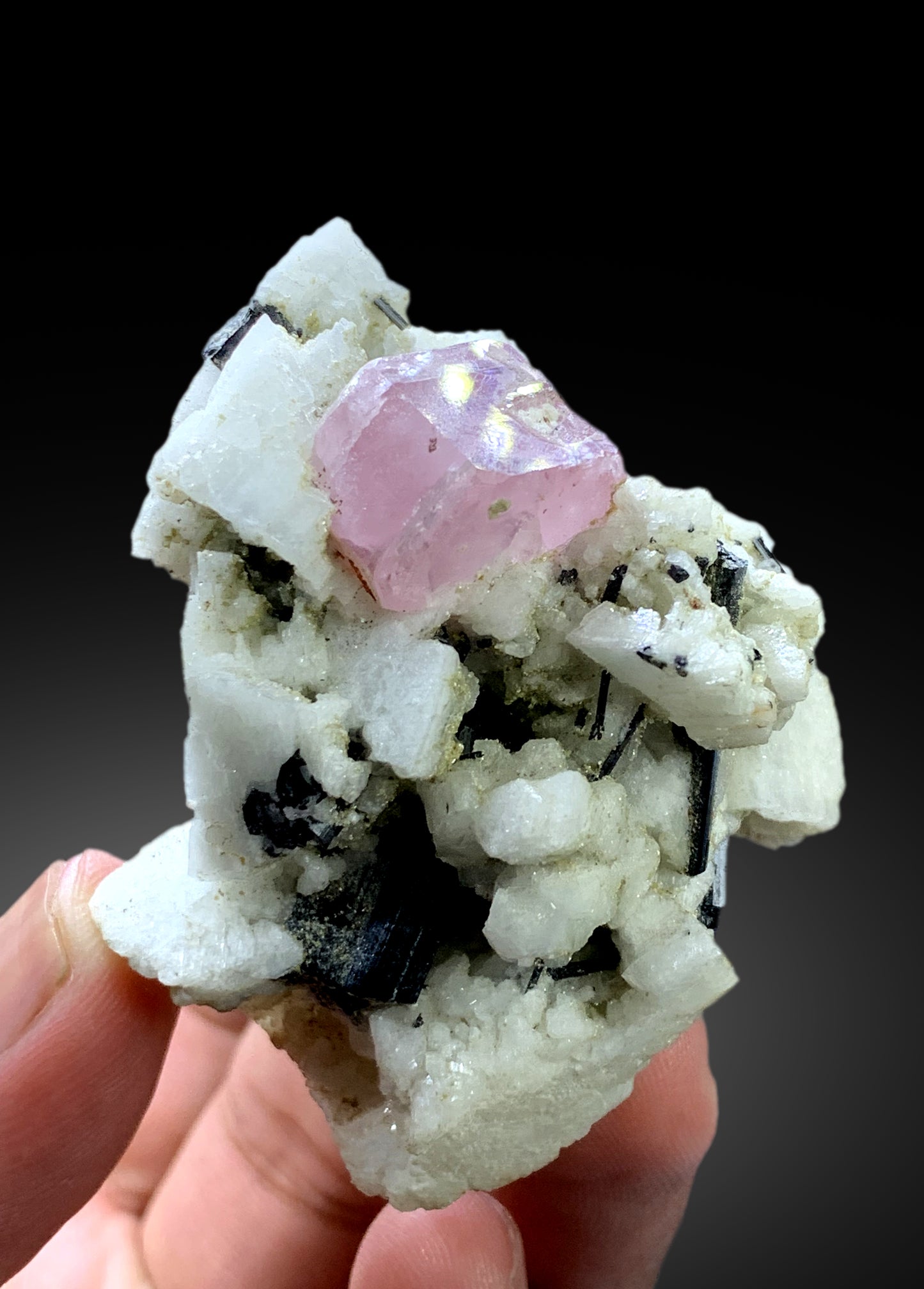 Natural Pink Color Apatite with Black Tourmalines and Feldspar from Skardu Pakistan - 92 gram