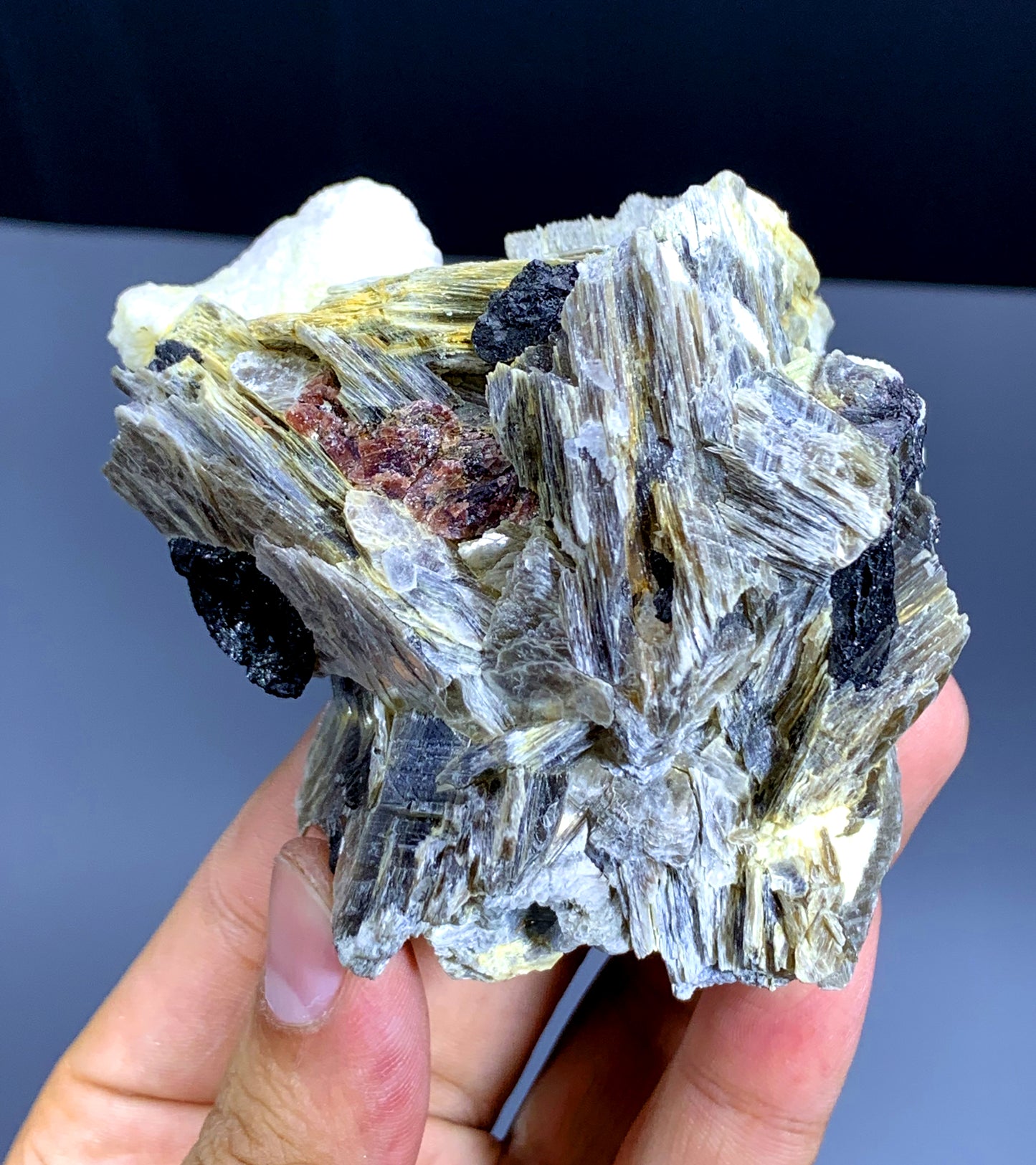 Red Spessartine Garnet Crystals Perched on Star Mica from Pakistan - 330 gram