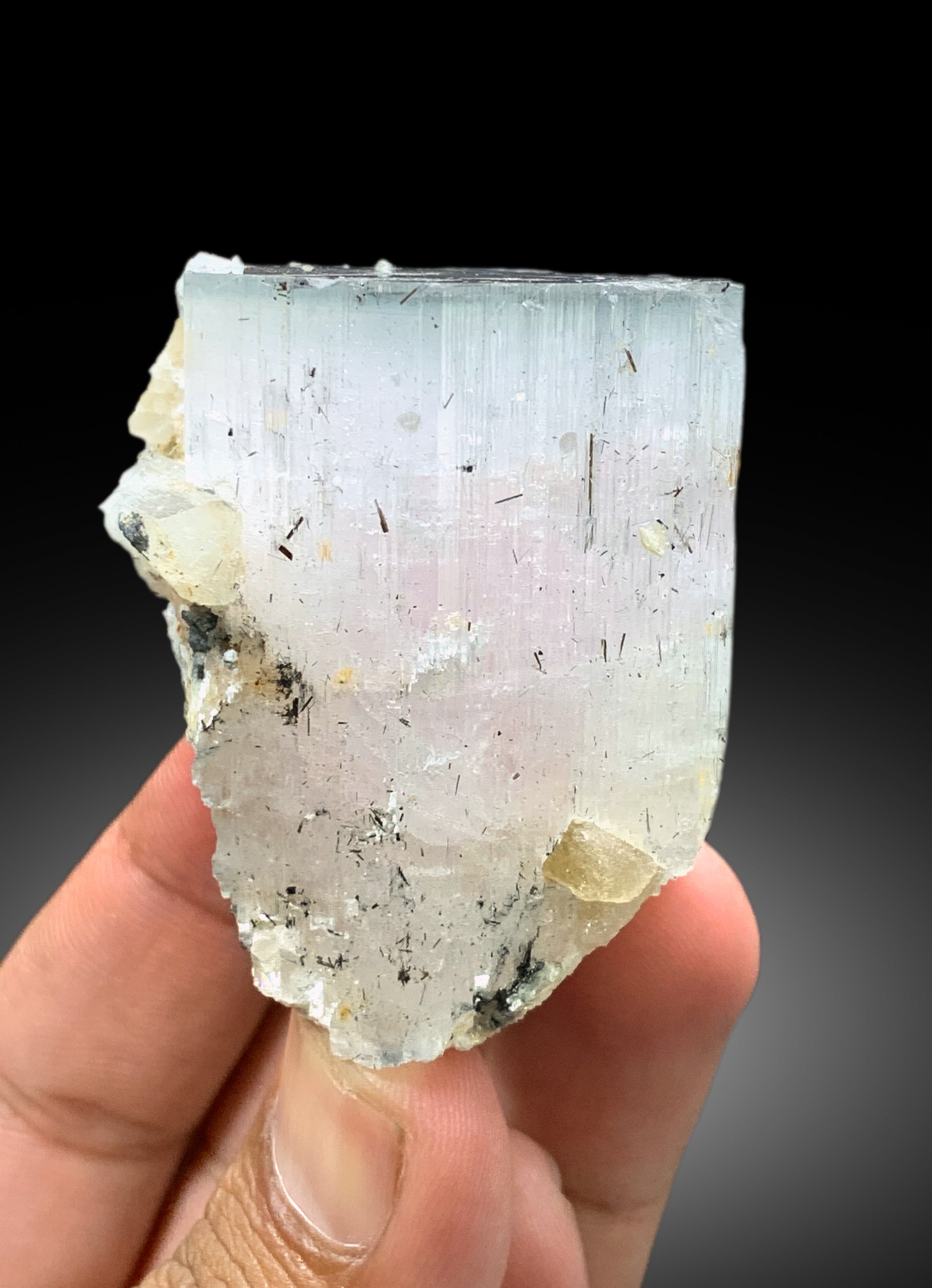 Natural AquaMorganite with Apatite, Bicolor Beryl, Aqua var Morganite Specimen, Fine Mineral - 146 gram