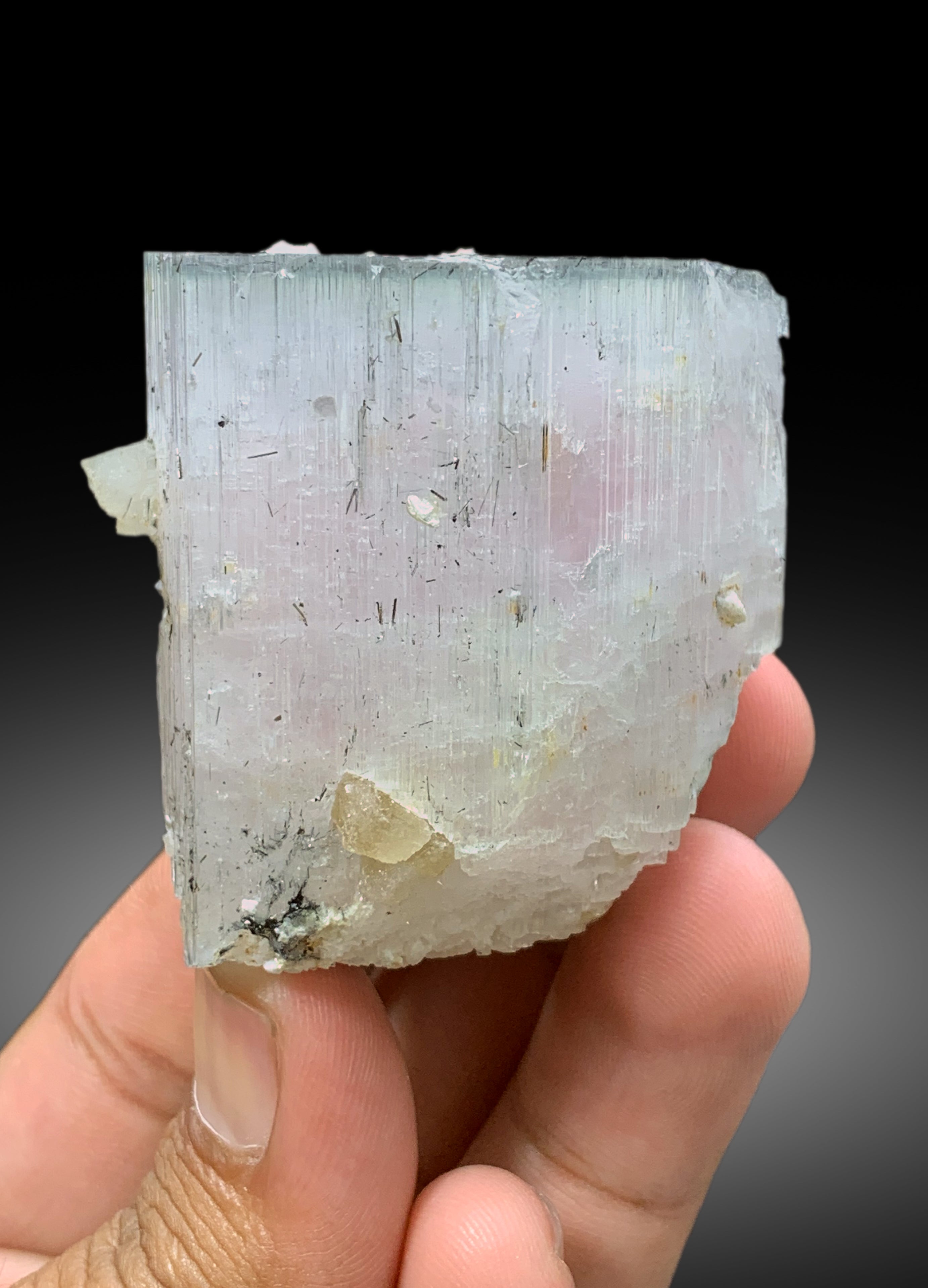 Natural AquaMorganite with Apatite, Bicolor Beryl, Aqua var Morganite Specimen, Fine Mineral - 146 gram