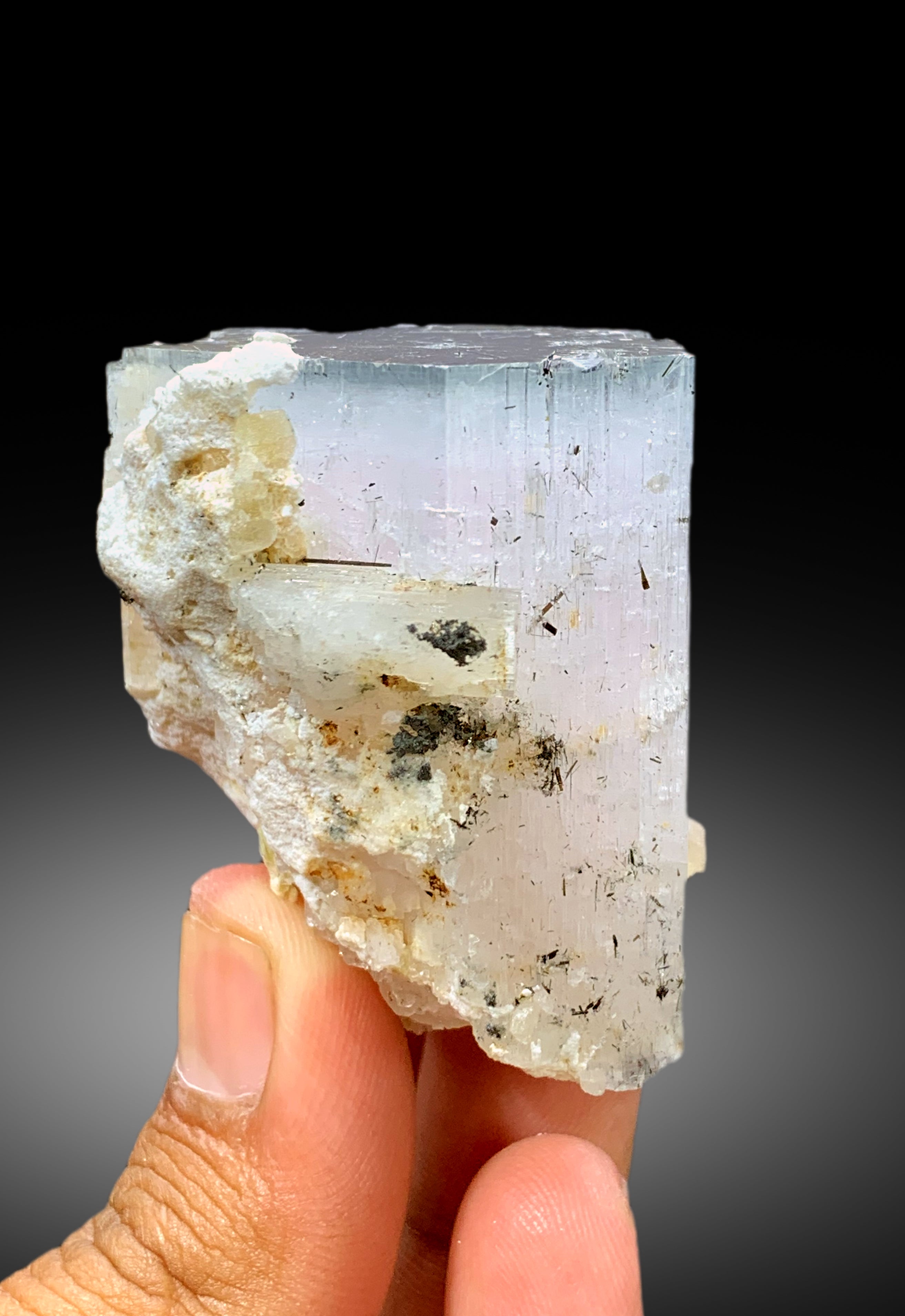 Natural AquaMorganite with Apatite, Bicolor Beryl, Aqua var Morganite Specimen, Fine Mineral - 146 gram