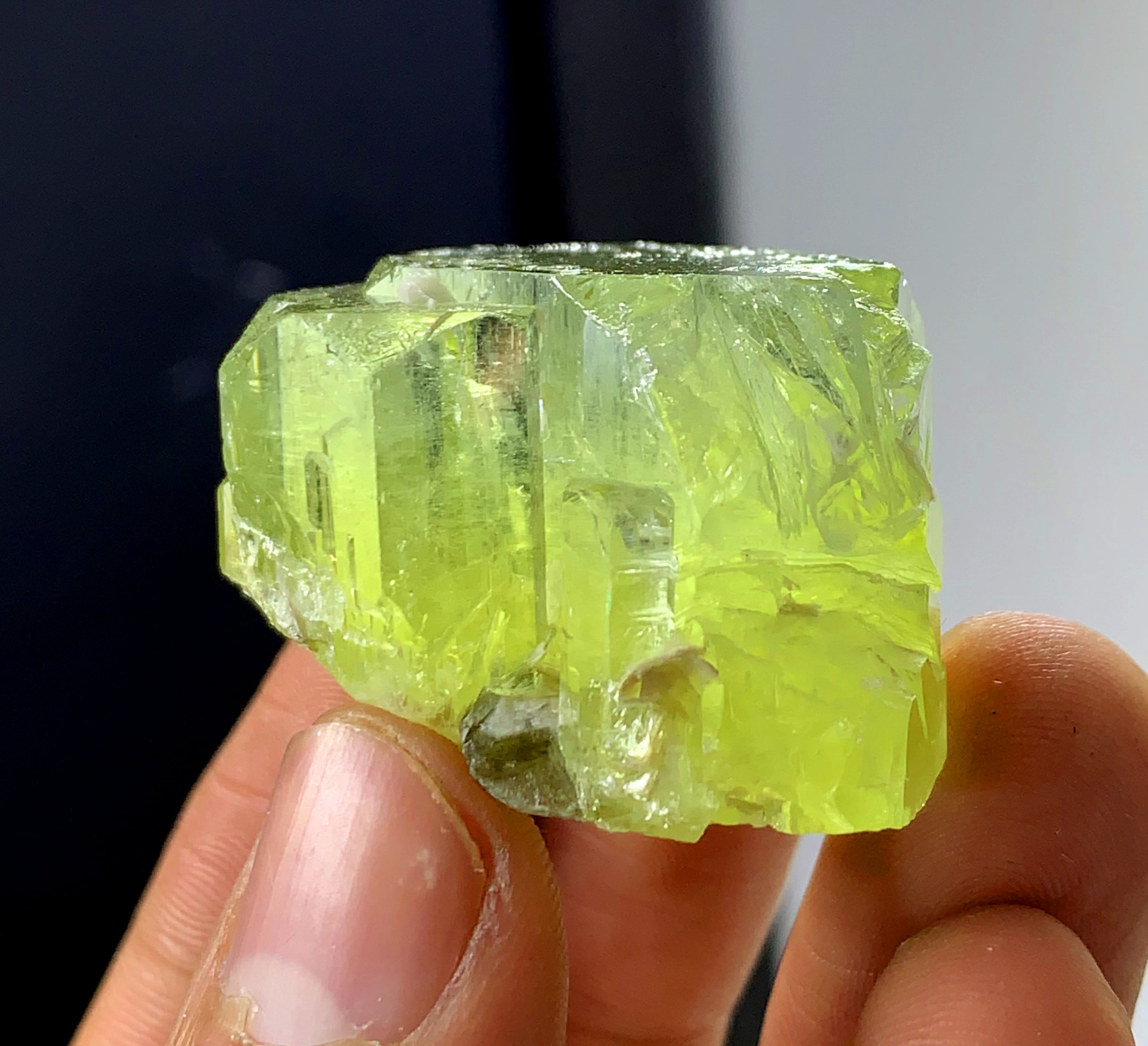 Natural Yellow Color Heliodor var Beryl Crystal from Pakistan - 40 gram