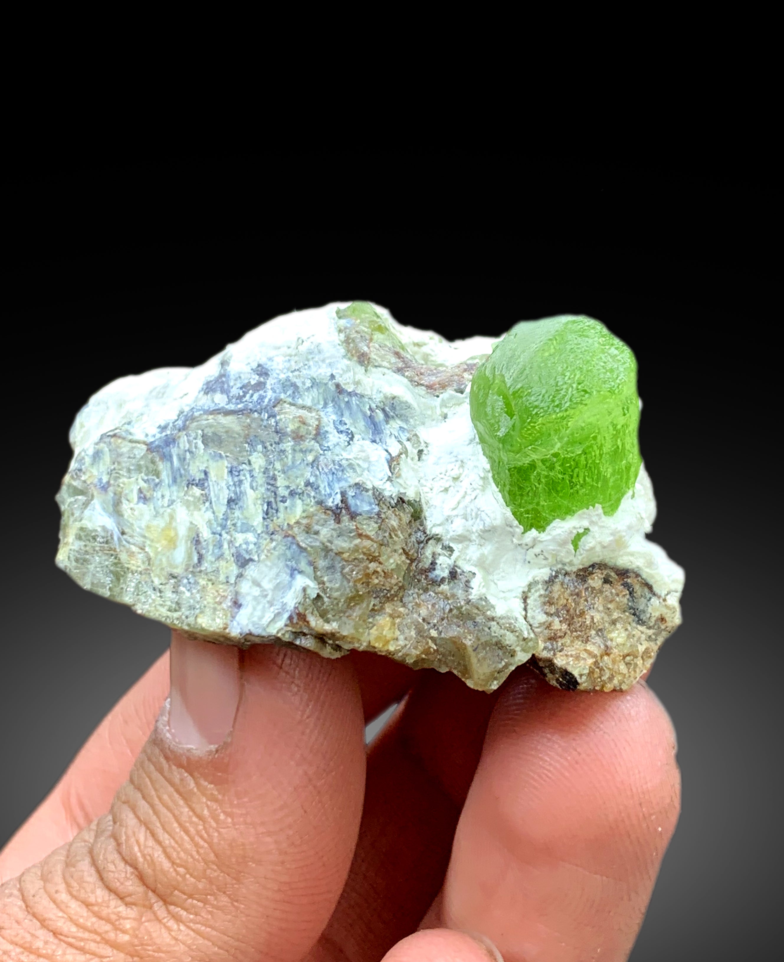 Lush Green Peridot on Matrix from Supat valley Pakistan - 55 gram