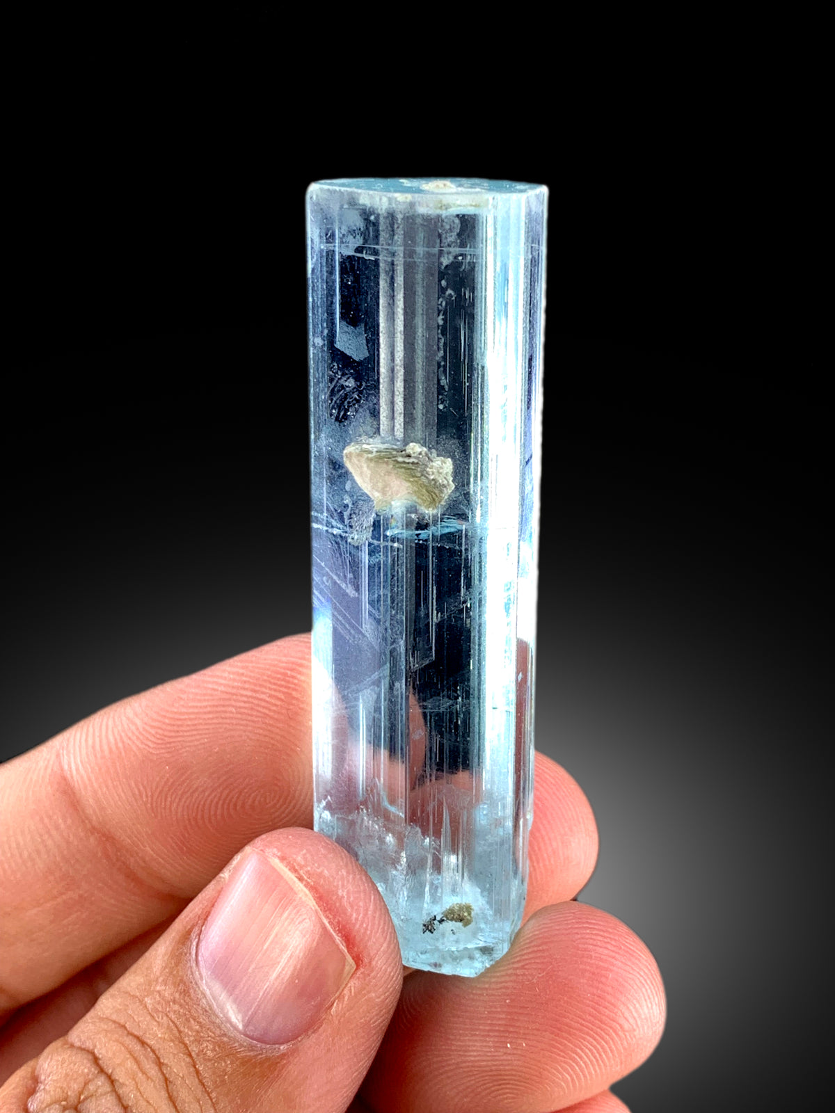 Transparent Sky Blue Color Aquamarine Crystal with Mica, Shigar Aquamarine, Raw Mineral, Aquamarine Specimen, Aquamarne from Pakistan - 29 g