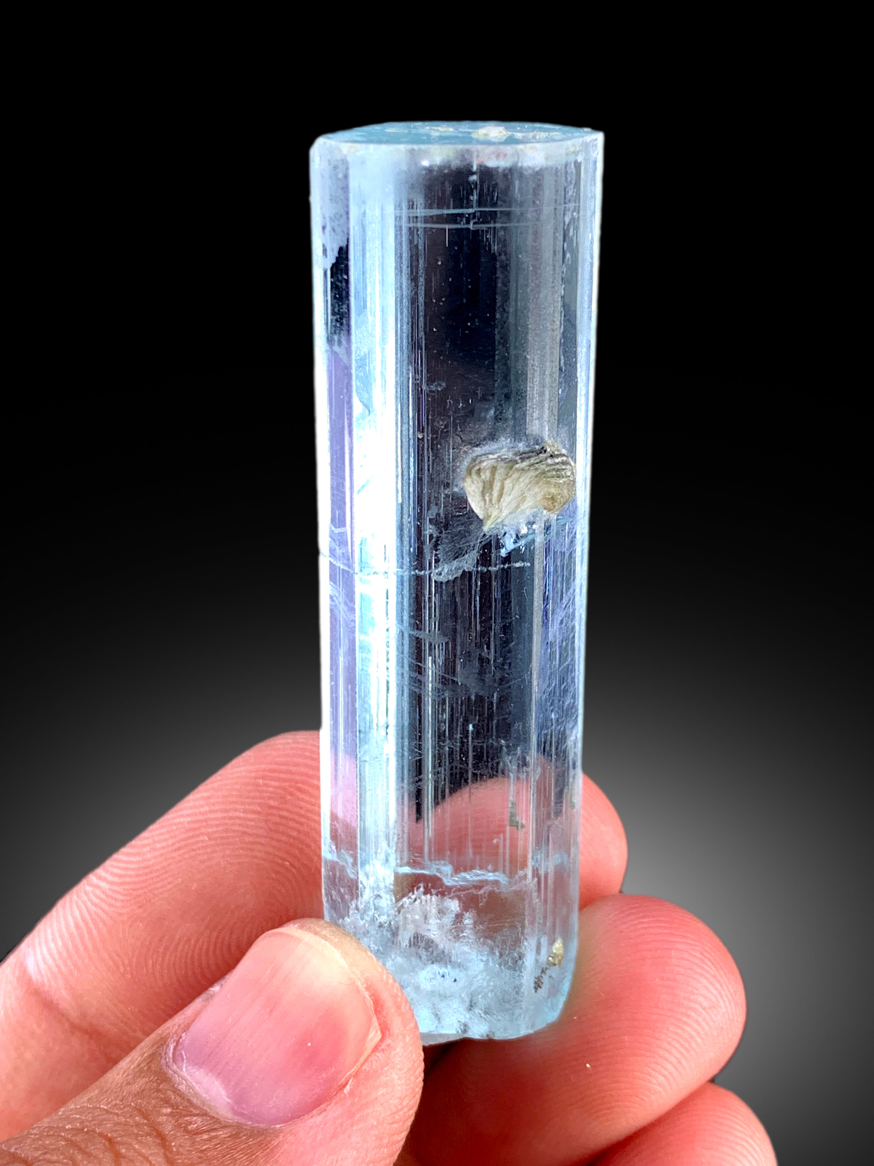 Transparent Sky Blue Color Aquamarine Crystal with Mica, Shigar Aquamarine, Raw Mineral, Aquamarine Specimen, Aquamarne from Pakistan - 29 g