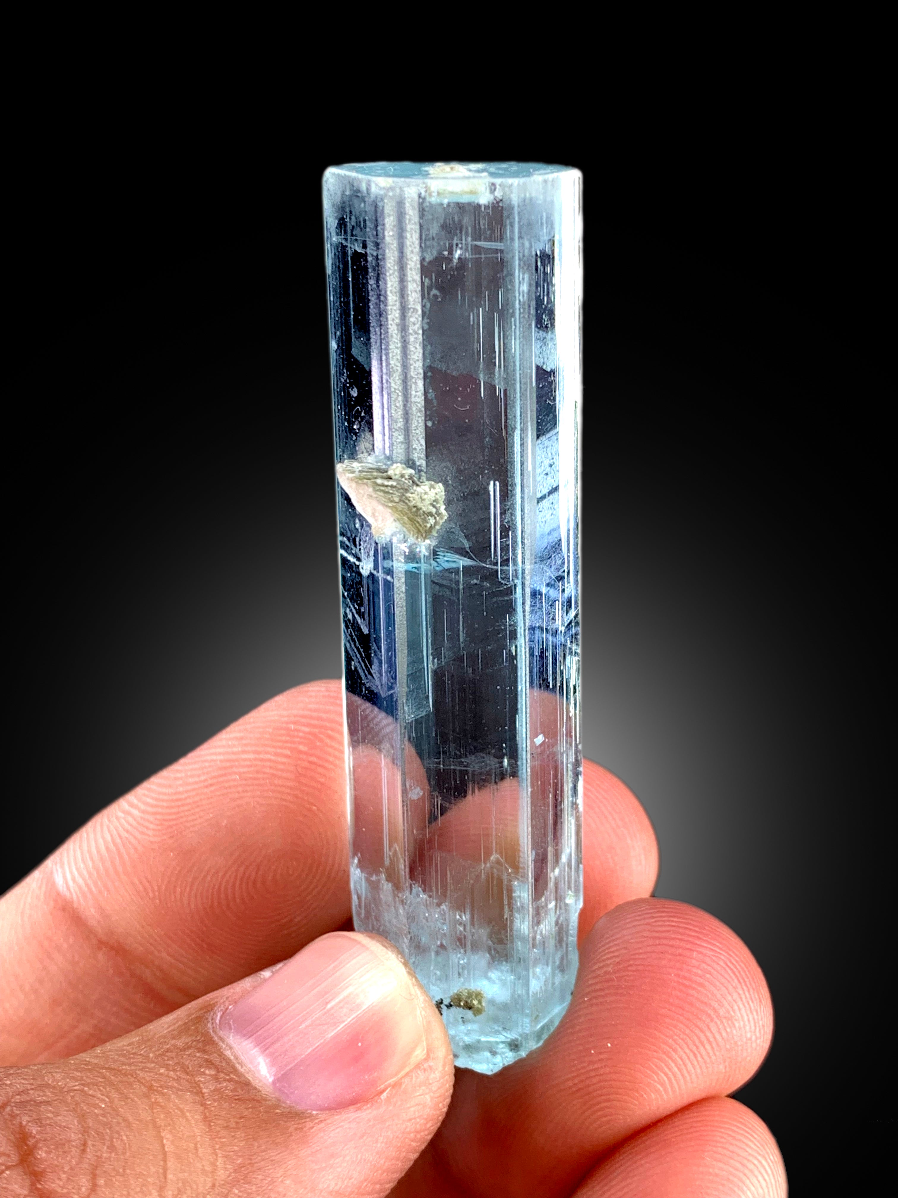 Transparent Sky Blue Color Aquamarine Crystal with Mica, Shigar Aquamarine, Raw Mineral, Aquamarine Specimen, Aquamarne from Pakistan - 29 g