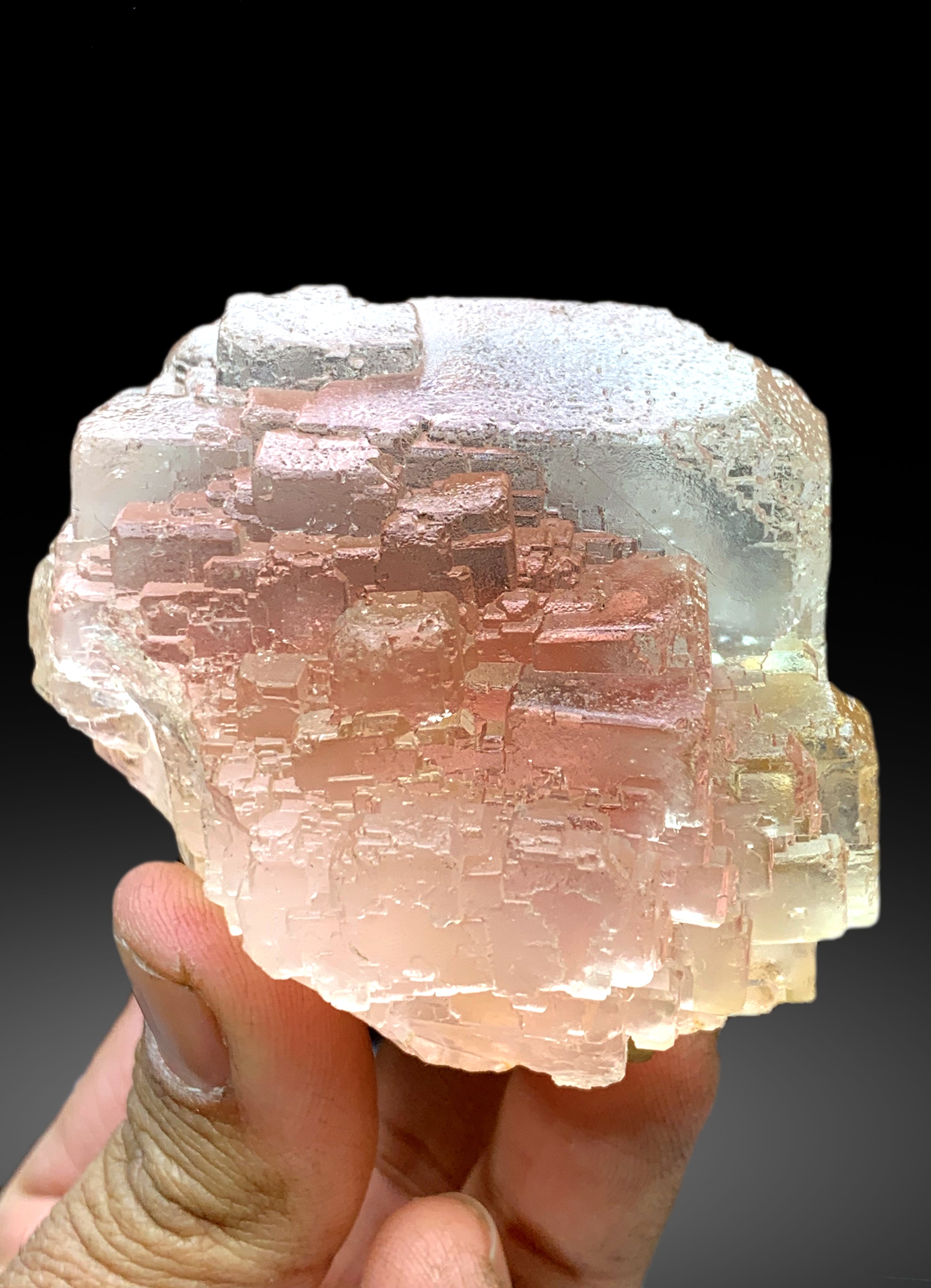 Step Wise Unique Shape Pink Fluorite Crystal from Pakistan - 428 gram