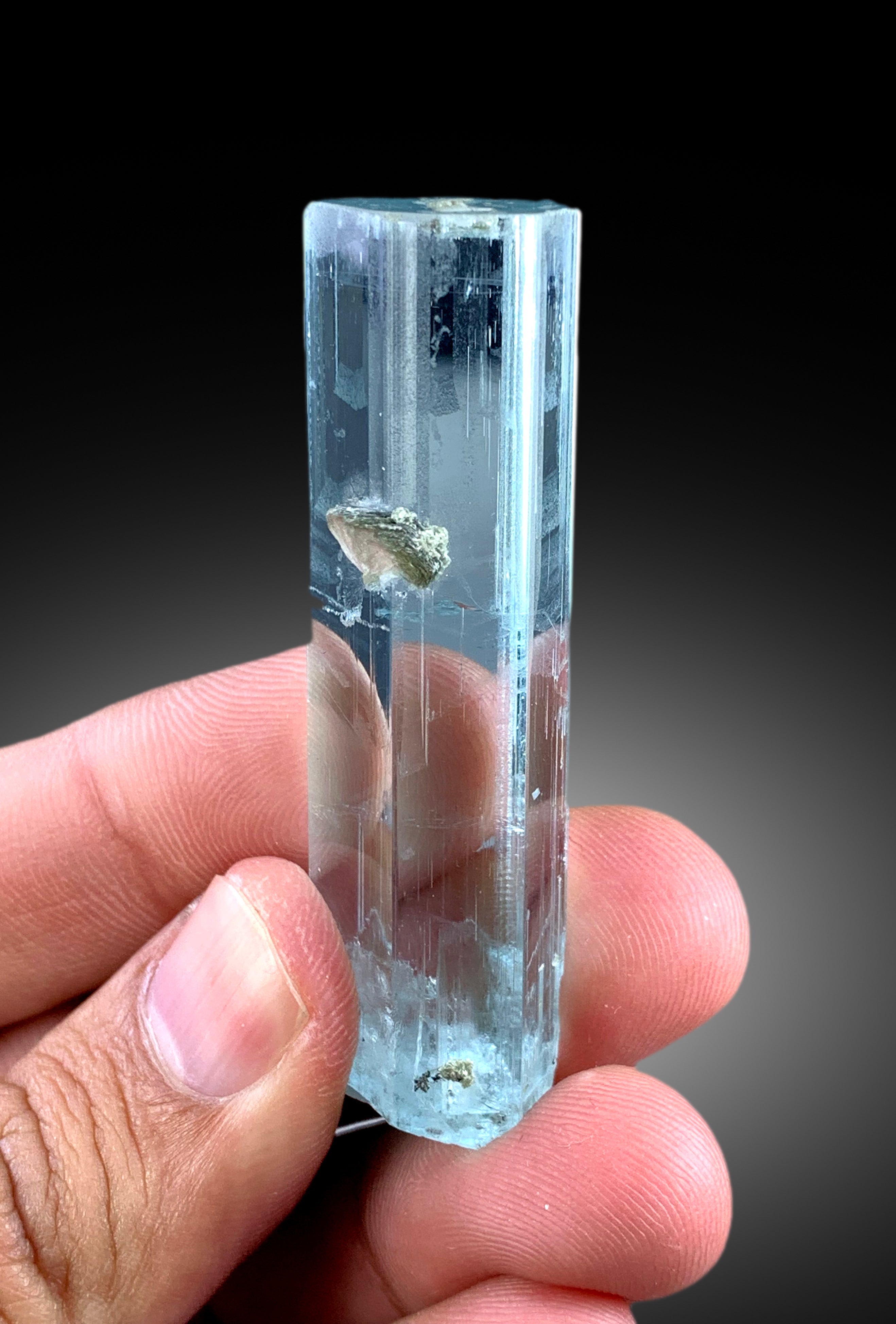 Transparent Sky Blue Color Aquamarine Crystal with Mica, Shigar Aquamarine, Raw Mineral, Aquamarine Specimen, Aquamarne from Pakistan - 29 g