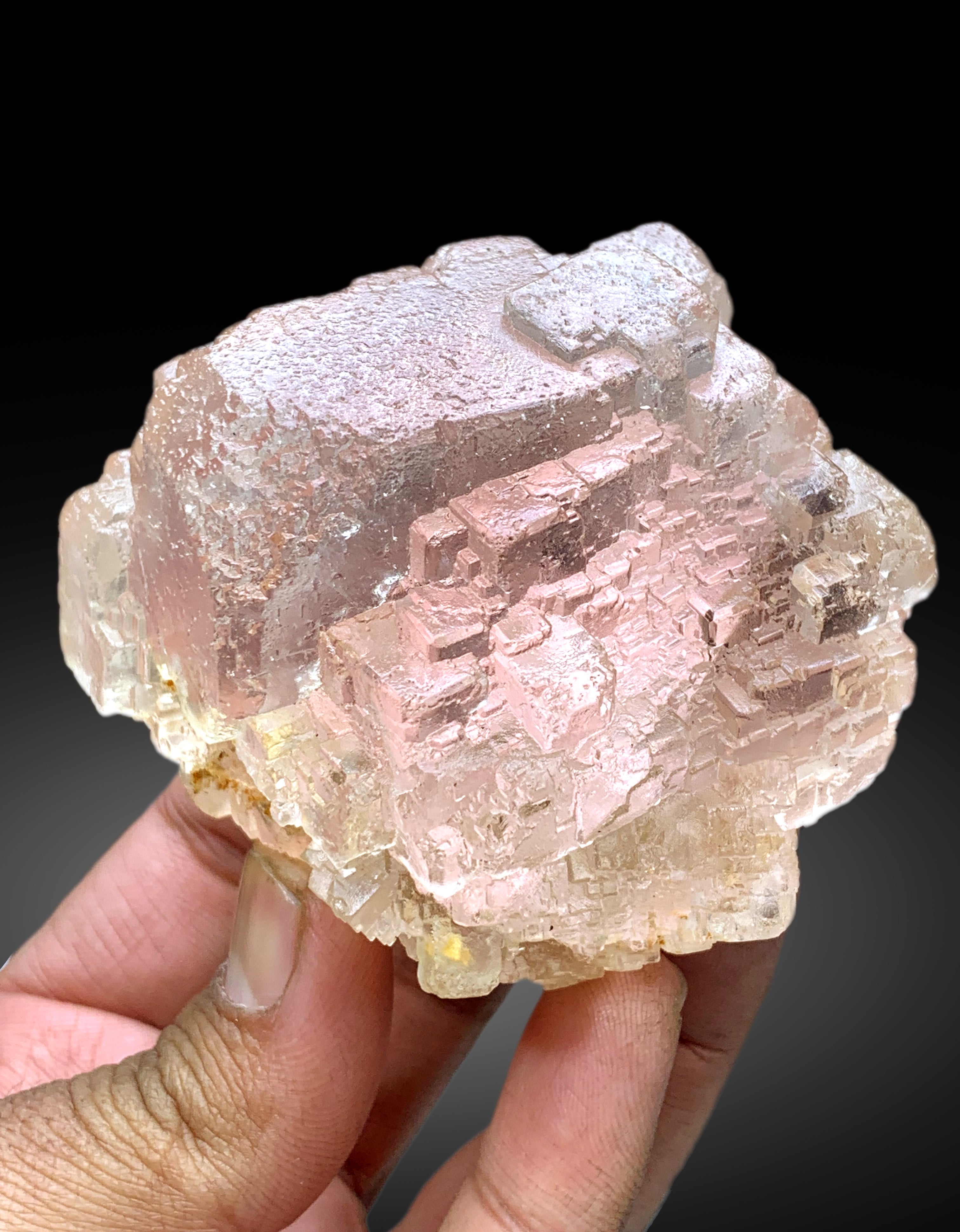 Step Wise Unique Shape Pink Fluorite Crystal from Pakistan - 428 gram