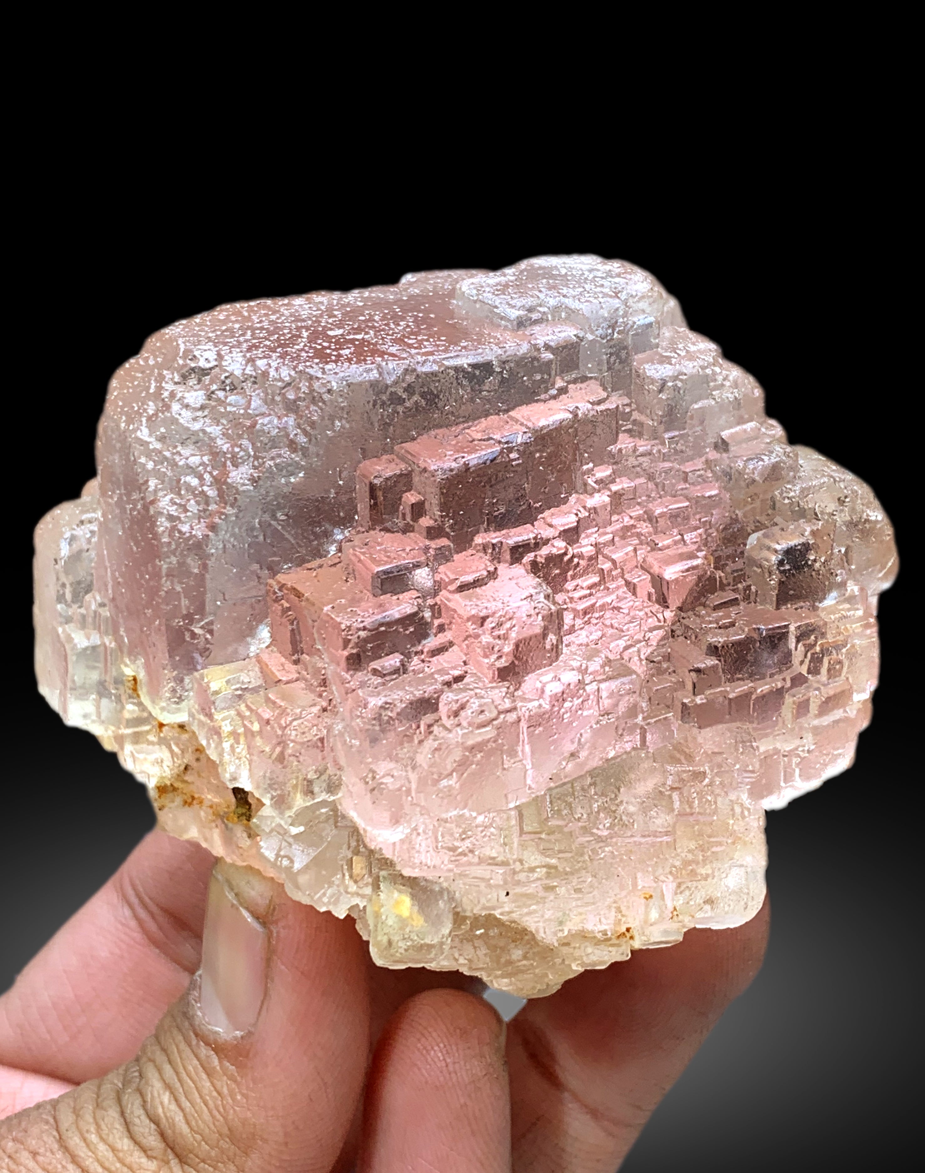 Step Wise Unique Shape Pink Fluorite Crystal from Pakistan - 428 gram