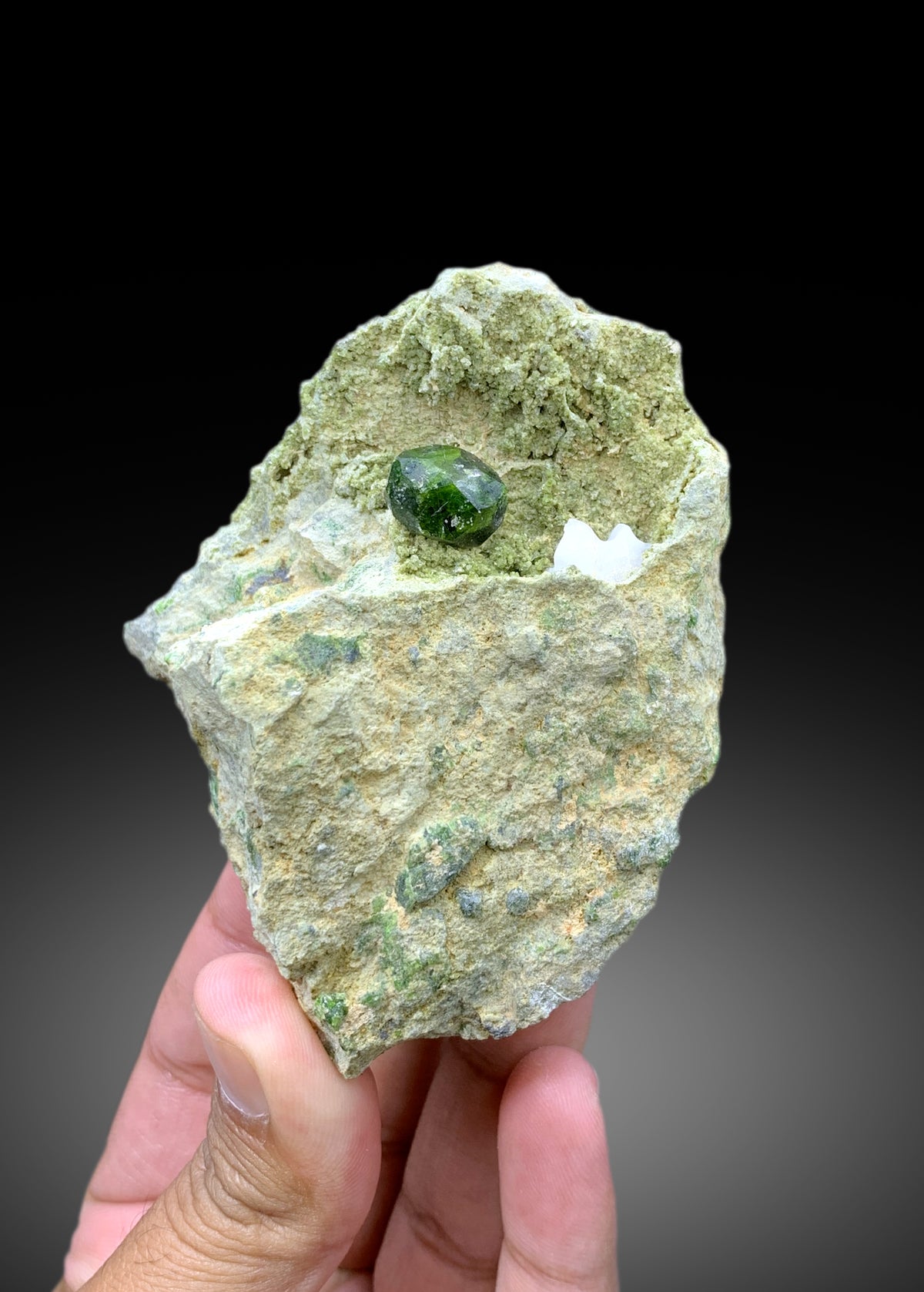 Lush Green Demantoid Garnet Crystal on Matrix, Garnet Specimen, Fine Mineral, Demantoid Garnet Stone - 297 gram