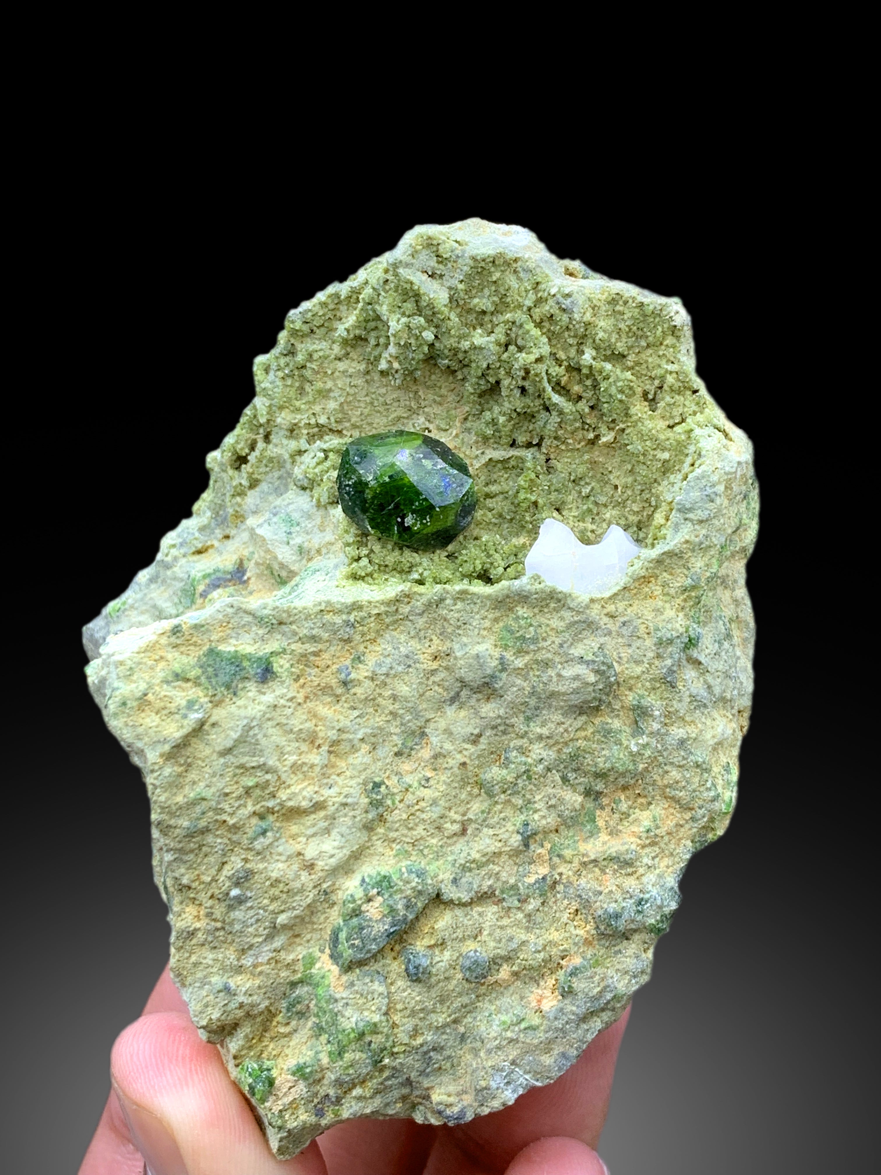 Lush Green Demantoid Garnet Crystal on Matrix, Garnet Specimen, Fine Mineral, Demantoid Garnet Stone - 297 gram