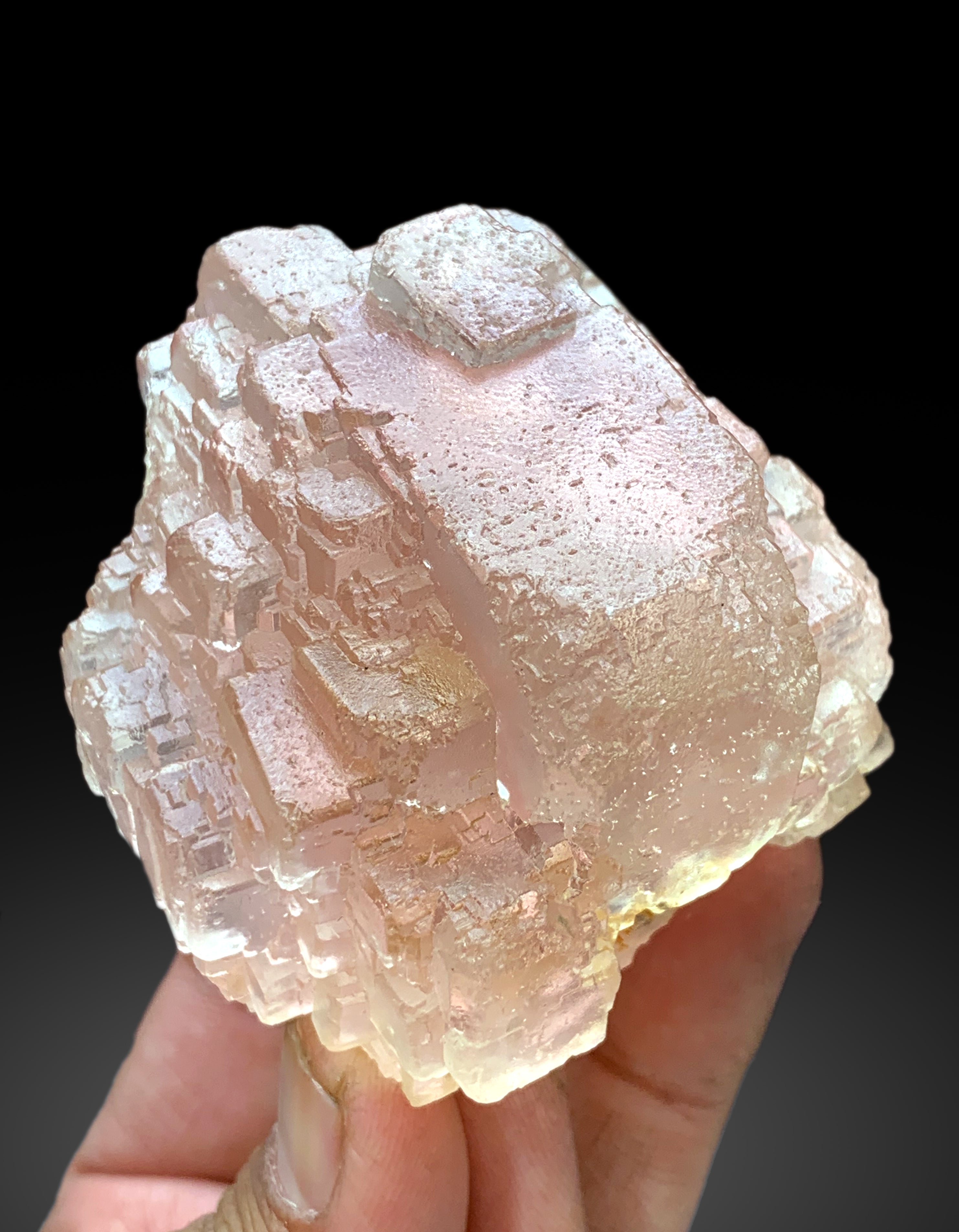 Step Wise Unique Shape Pink Fluorite Crystal from Pakistan - 428 gram