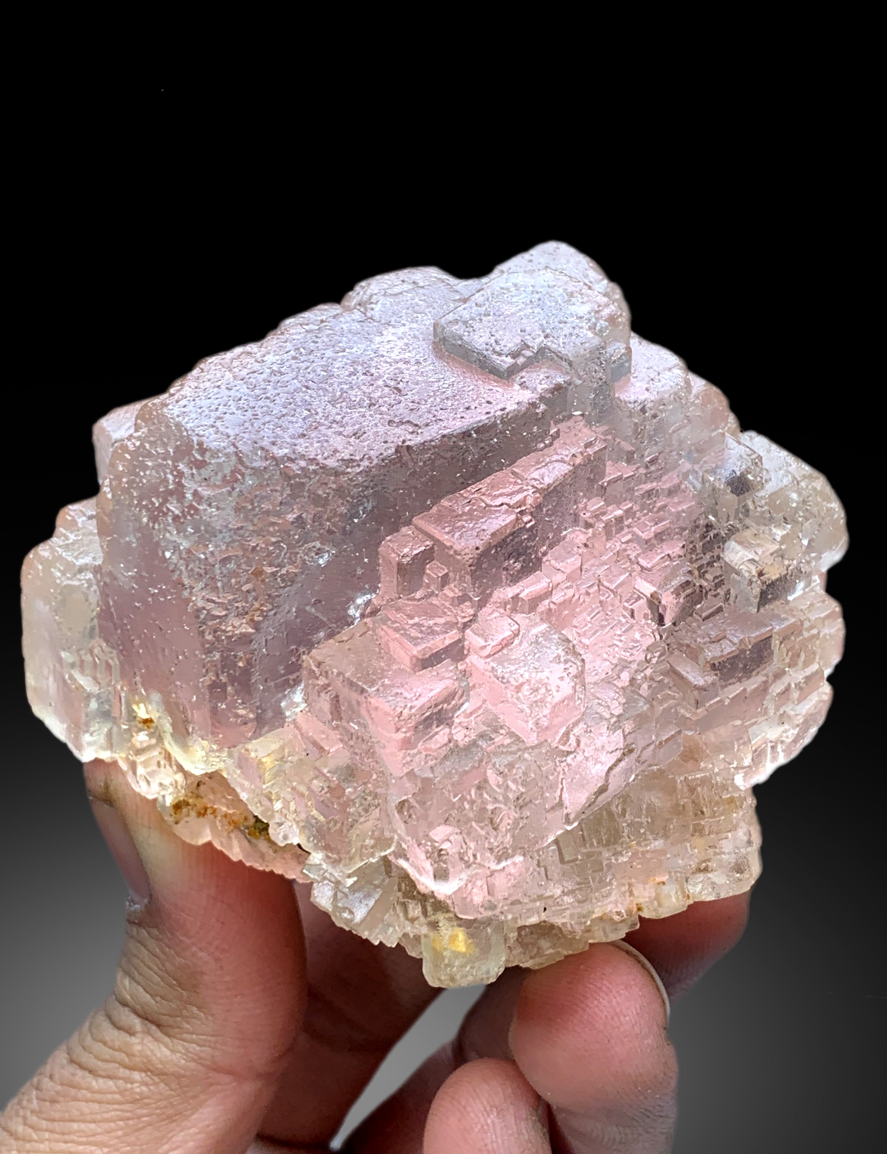 Step Wise Unique Shape Pink Fluorite Crystal from Pakistan - 428 gram