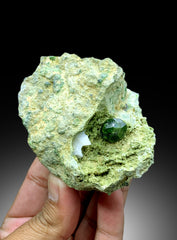 Lush Green Demantoid Garnet Crystal on Matrix, Garnet Specimen, Fine Mineral, Demantoid Garnet Stone - 297 gram