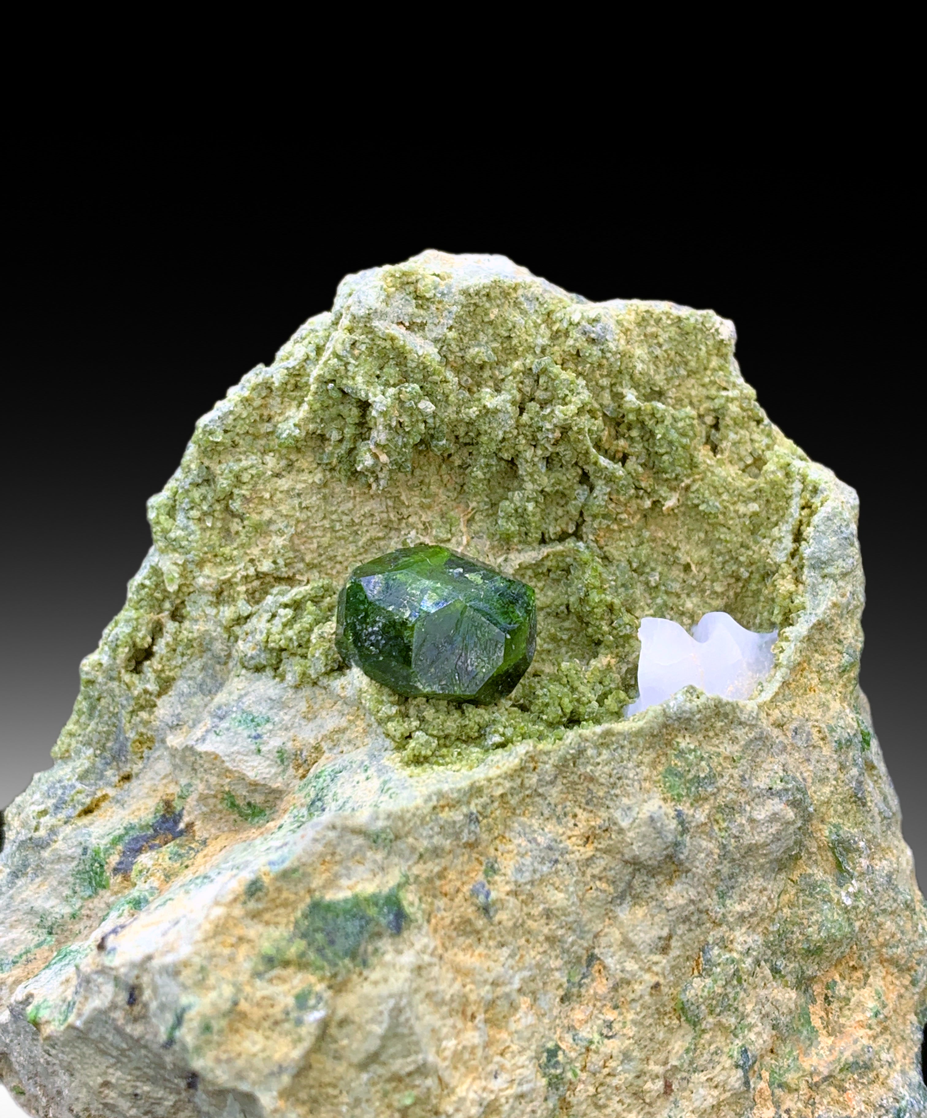 Lush Green Demantoid Garnet Crystal on Matrix, Garnet Specimen, Fine Mineral, Demantoid Garnet Stone - 297 gram