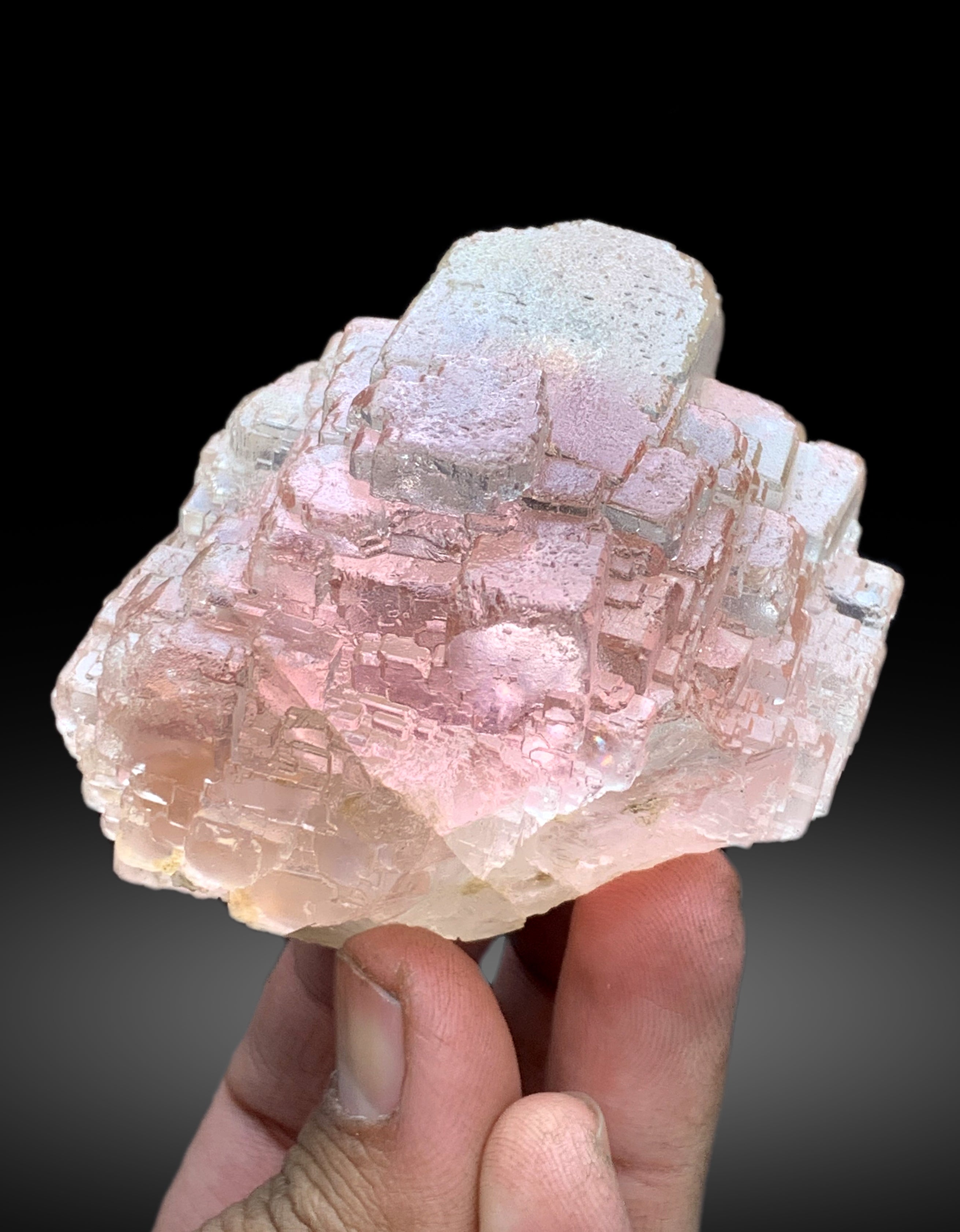 Step Wise Unique Shape Pink Fluorite Crystal from Pakistan - 428 gram