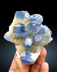 Natural Blue Color Celestine Crystals Cluster, Celestine Specimen, Fine Mineral, Celestine from Baghdis, Mine Afghanistan - 330 gram