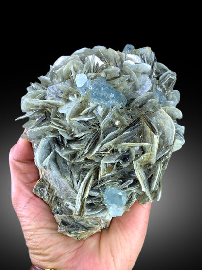 Natural Sky Blue Color Aquamarine Crystals with Muscovite Mica, Aquamarine Specimen, Aquamarine from Nagar Mine Skardu Pakistan - 1180 gram