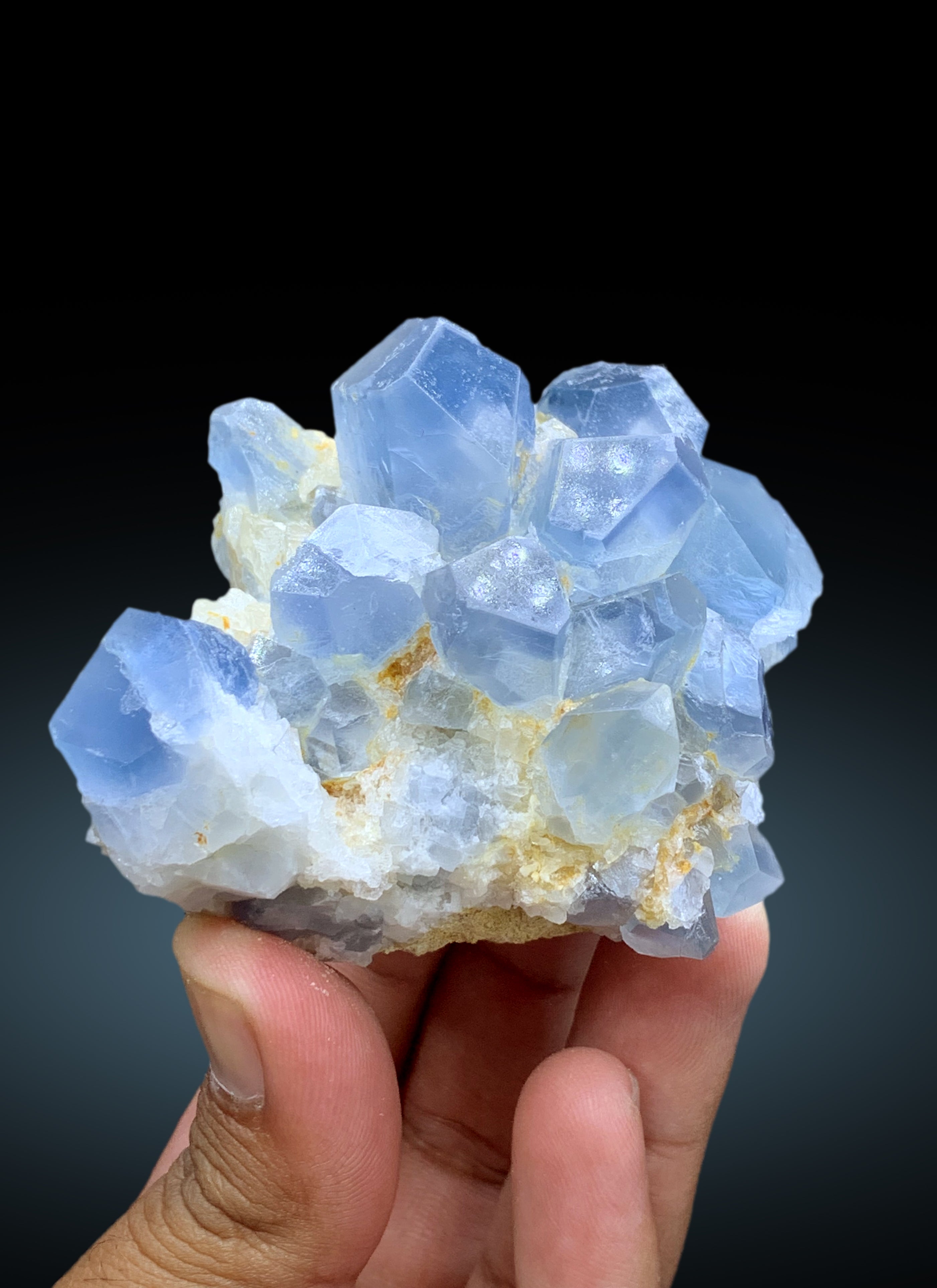 Natural Blue Color Celestine Crystals Cluster, Celestine Specimen, Fine Mineral, Celestine from Baghdis, Mine Afghanistan - 330 gram