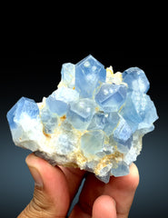 Natural Blue Color Celestine Crystals Cluster, Celestine Specimen, Fine Mineral, Celestine from Baghdis, Mine Afghanistan - 330 gram