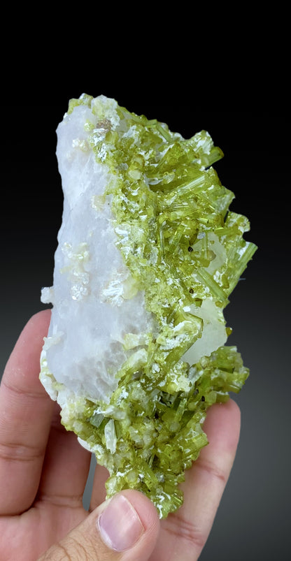 Green Tourmaline Crystals on Pollucite from Pakistan, 602 gram