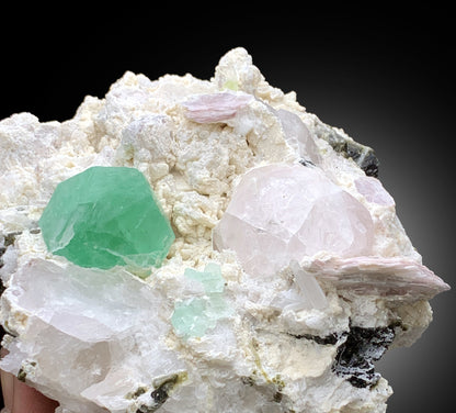 Green Fluorite with Pollucite and Lepidolite Mica Specimen from Pakistan - 1017 grams