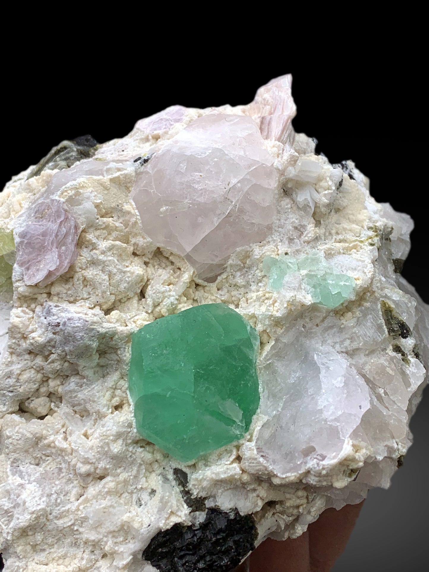 Green Fluorite with Pollucite and Lepidolite Mica Specimen from Pakistan - 1017 grams