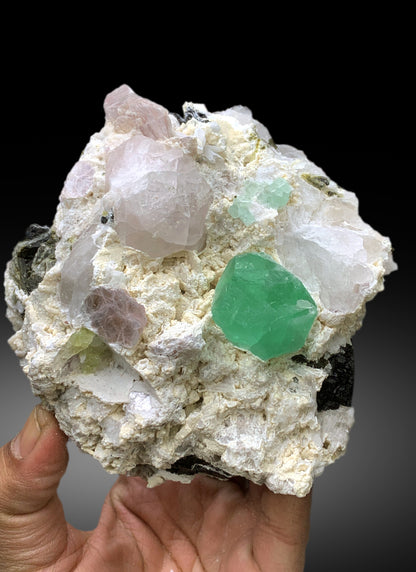 Green Fluorite with Pollucite and Lepidolite Mica Specimen from Pakistan - 1017 grams