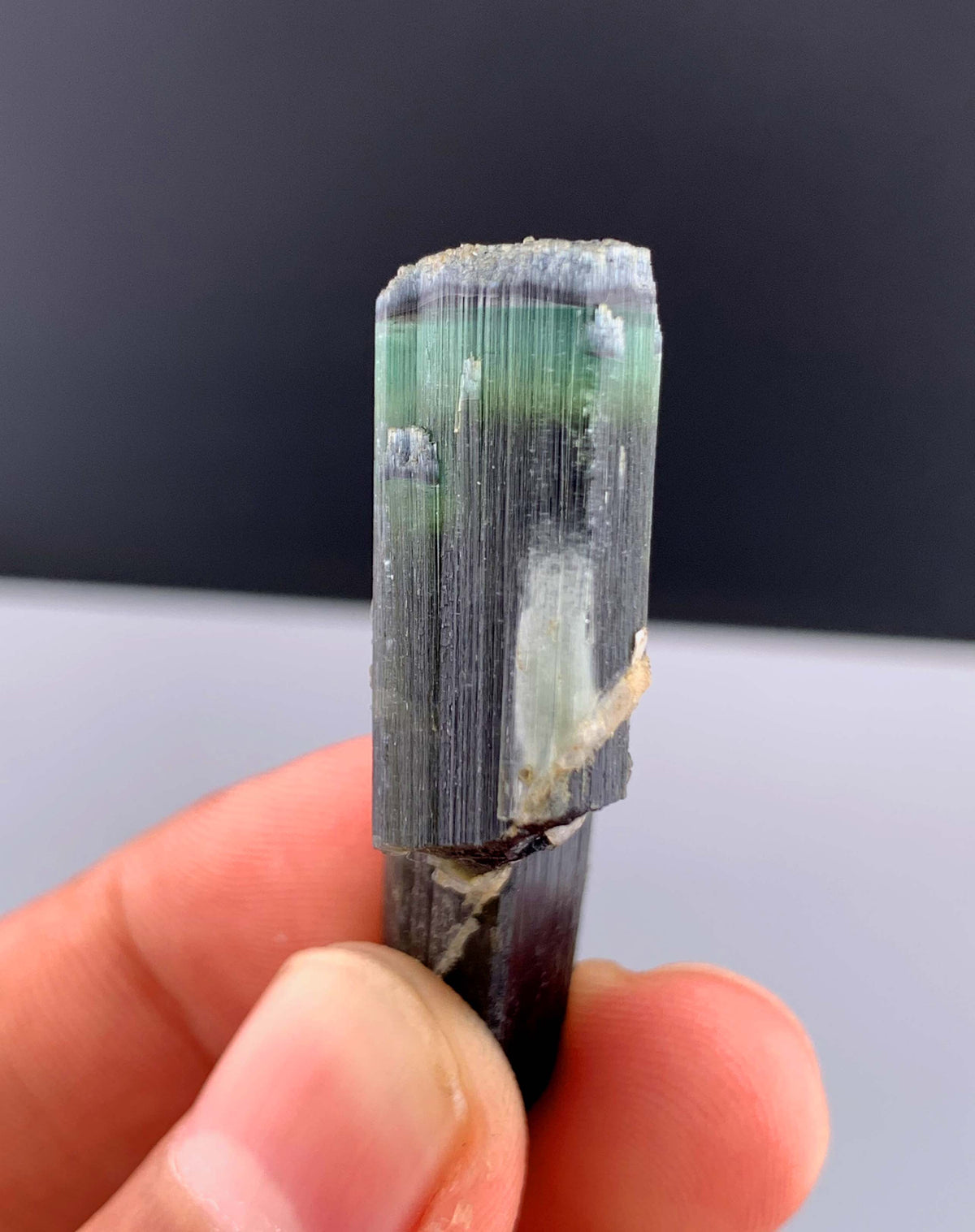 Green Cap Tourmaline Crystal with Albite from Pakistan - 13 Grams