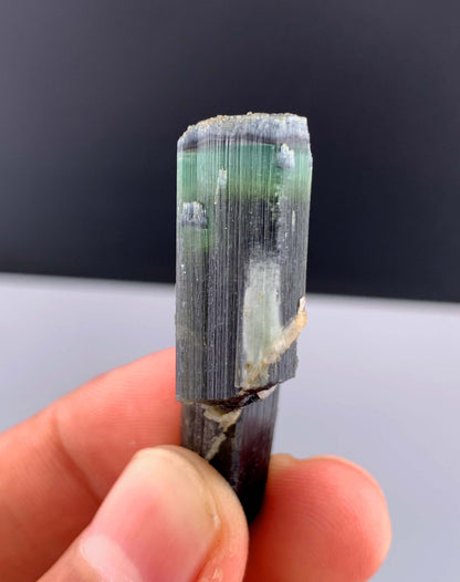 Green Cap Tourmaline Crystal with Albite from Pakistan - 13 Grams