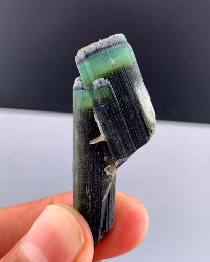 Green Cap Tourmaline Crystal with Albite from Pakistan - 13 Grams