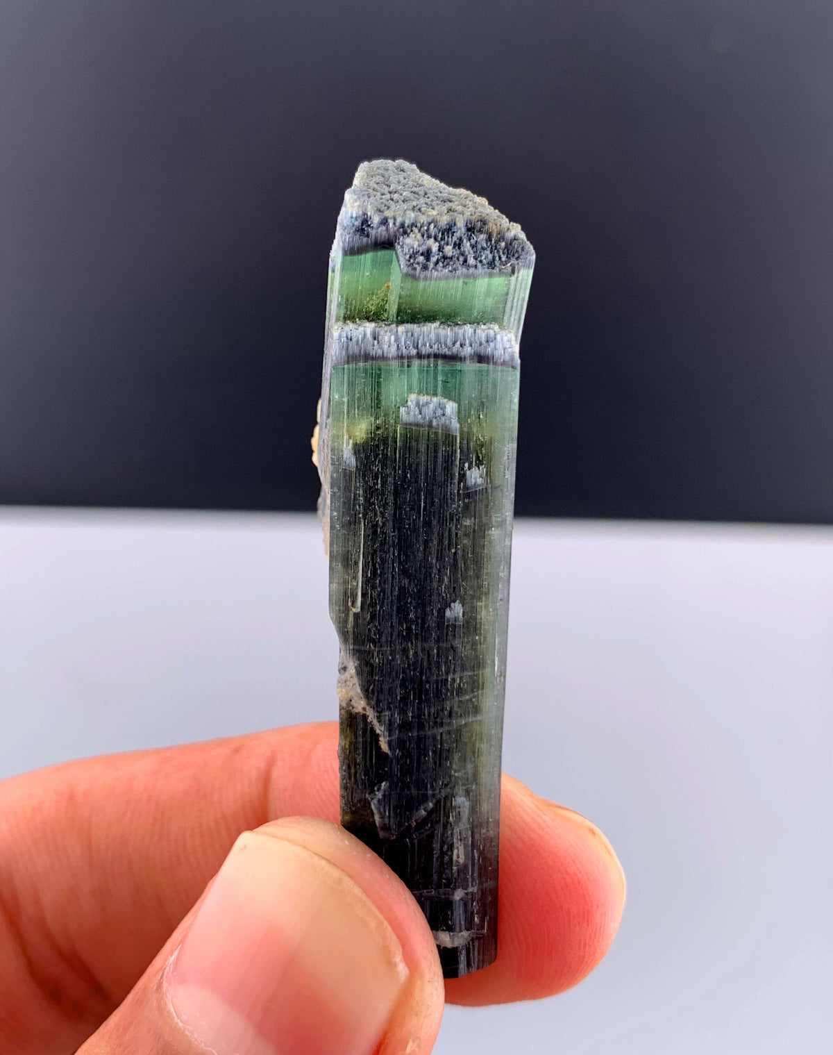 Green Cap Tourmaline Crystal with Albite from Pakistan - 13 Grams