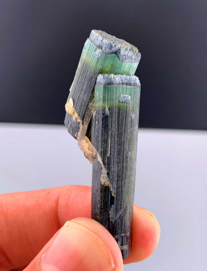 Green Cap Tourmaline Crystal with Albite from Pakistan - 13 Grams